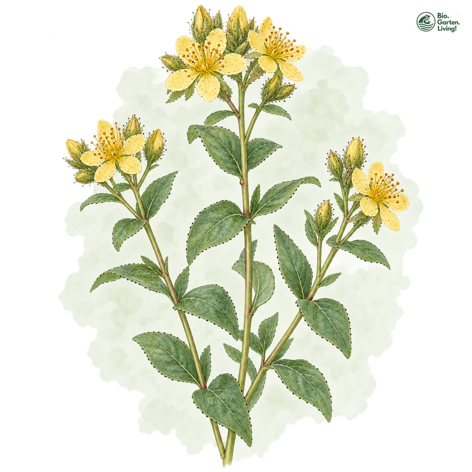 Aquarellzeichnung: Berg-Hartheu (Hypericum montanum)