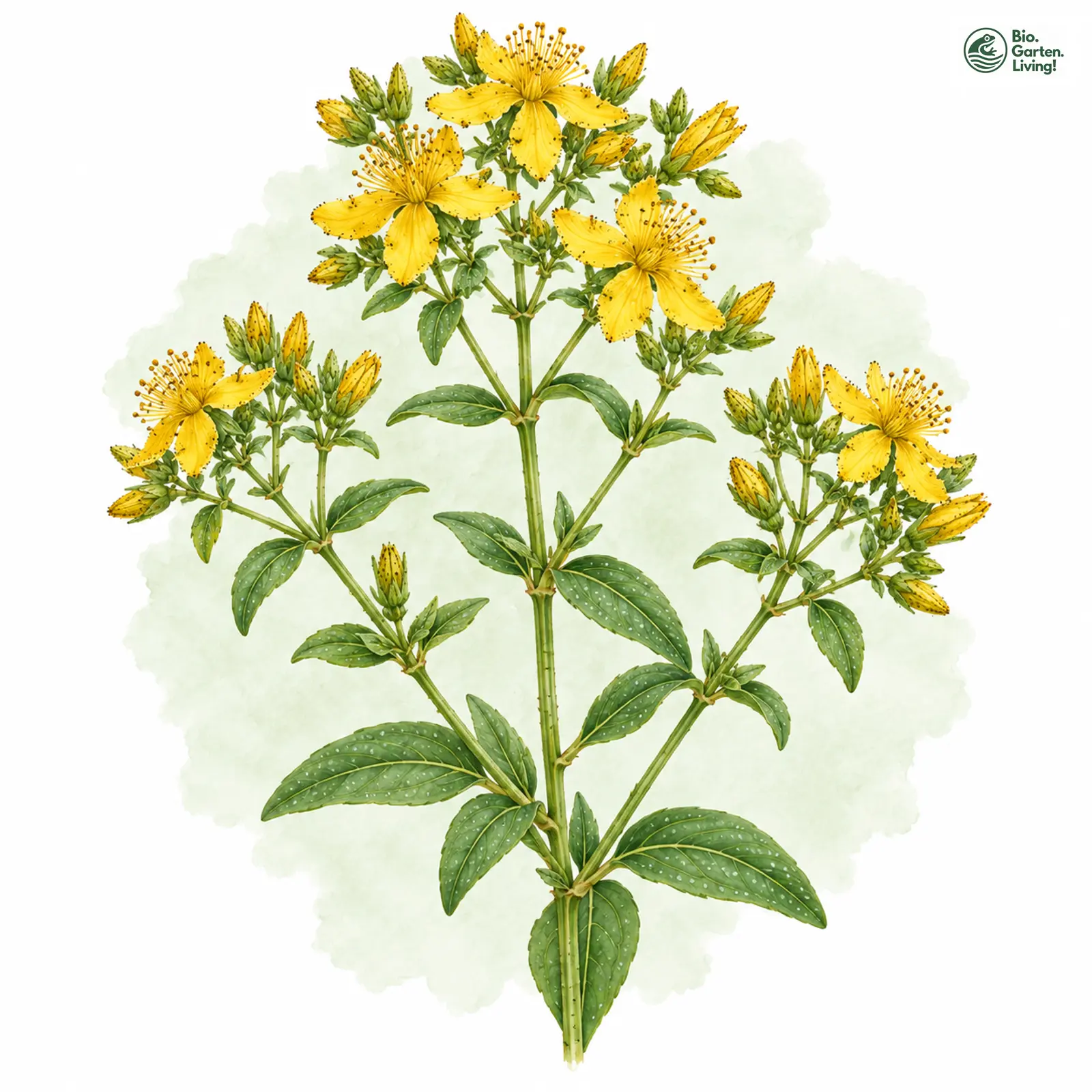 Aquarellzeichnung: Tüpfel-Hartheu (Hypericum perforatum)