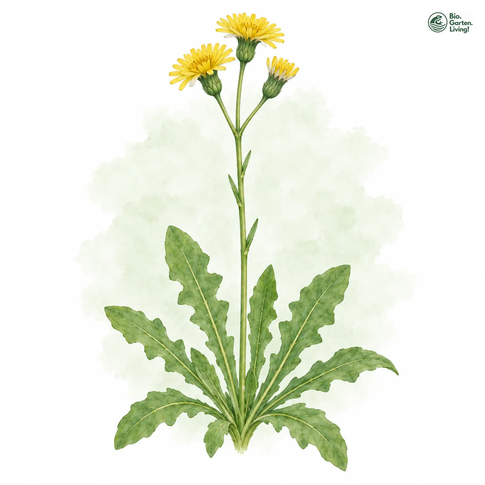 Aquarellzeichnung: Kahles Ferkelkraut (Hypochaeris glabra)