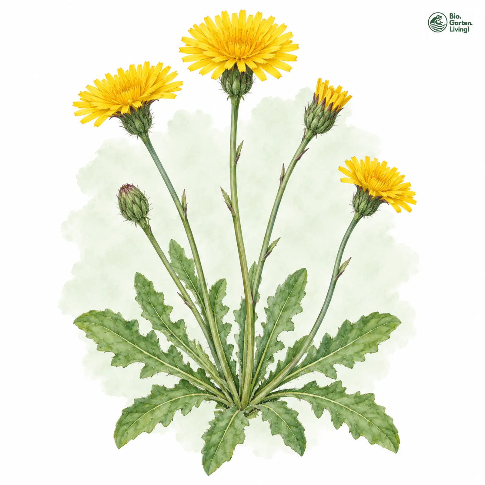Aquarellzeichnung: Gewöhnliches Ferkelkraut (Hypochaeris radicata)