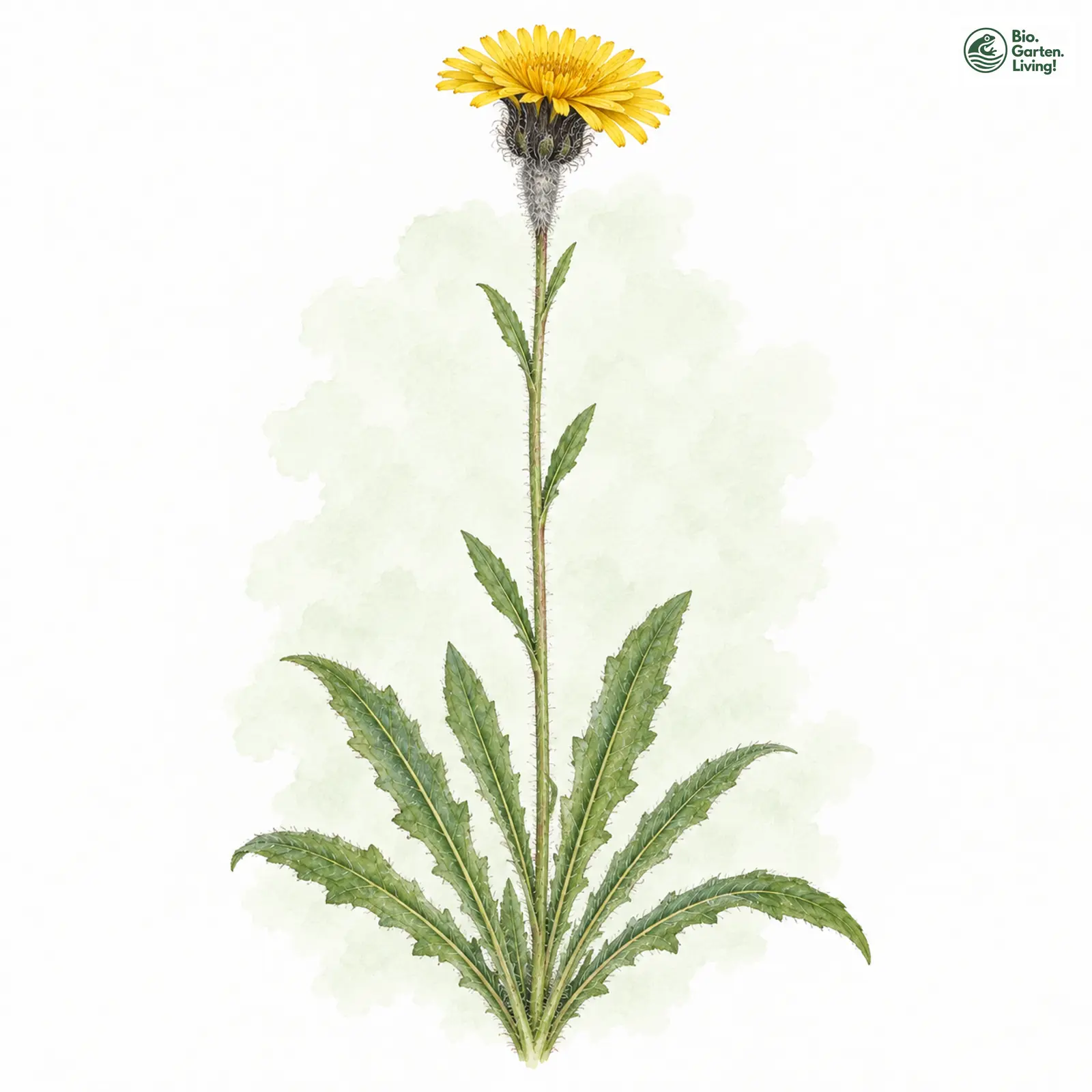 Aquarellzeichnung: Einköpfiges Ferkelkraut (Hypochaeris uniflora)