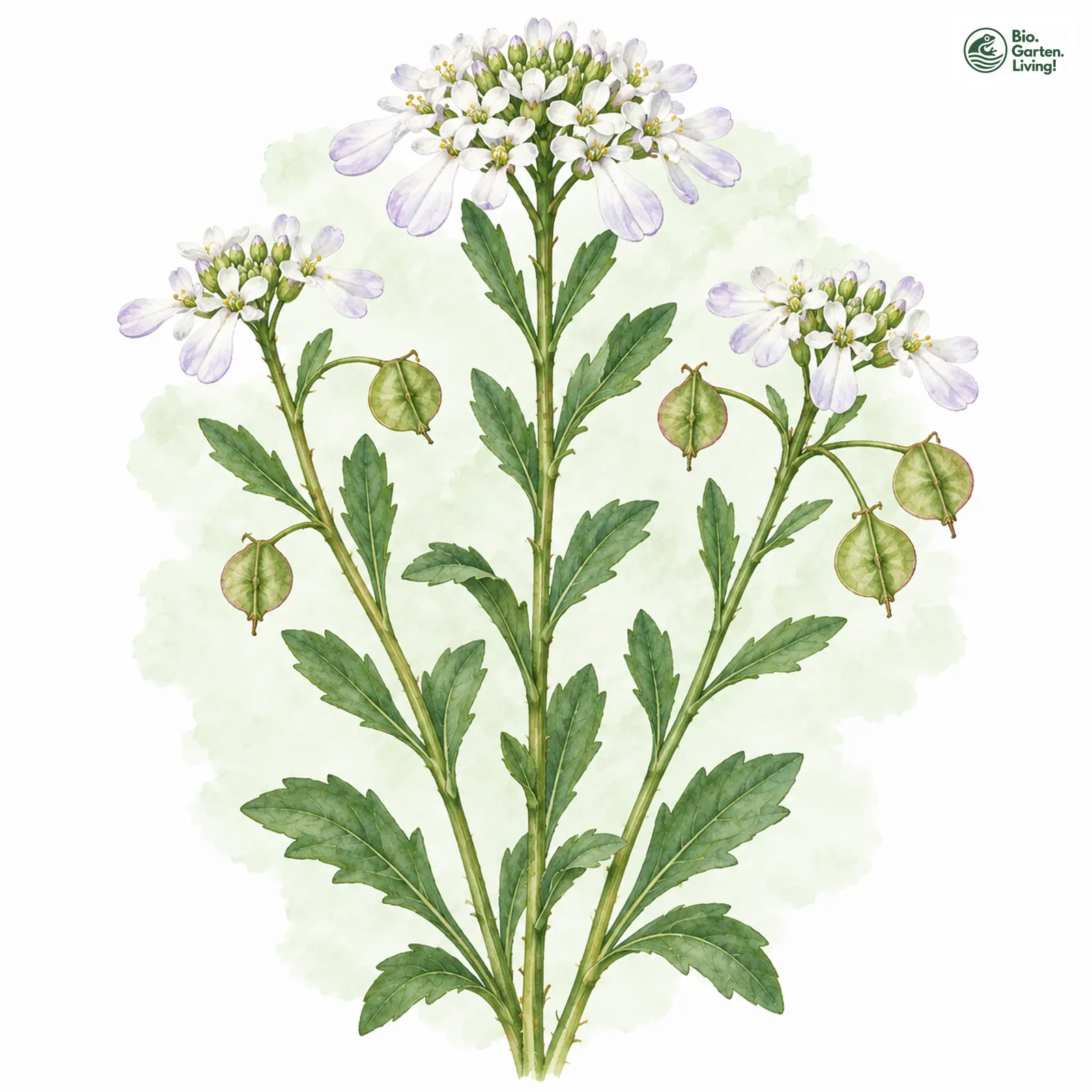Aquarellzeichnung: Bittere Schleifenblume (Iberis amara)