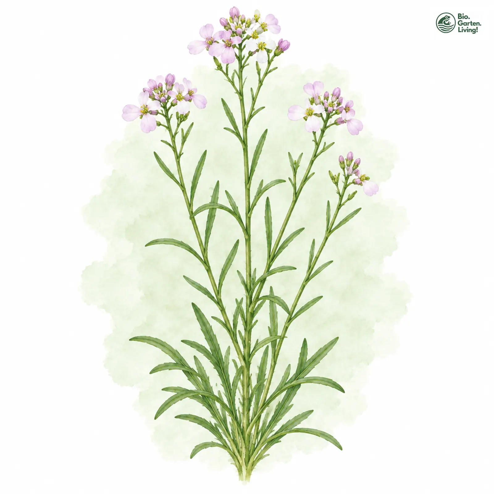 Aquarellzeichnung: Mittlere Schleifenblume (Iberis linifolia)
