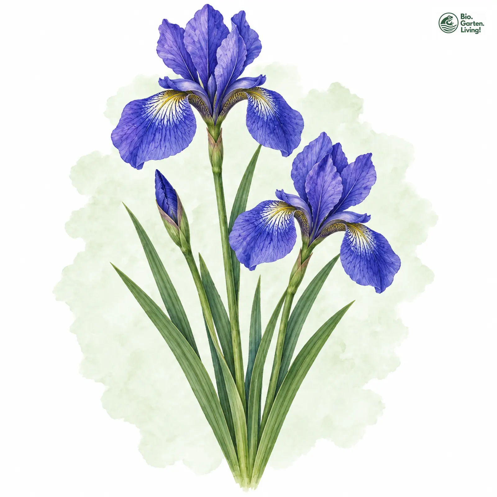 Aquarellzeichnung: Sibirische Schwertlilie (Iris sibirica)