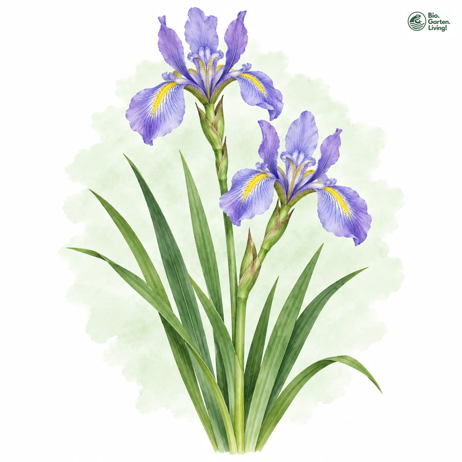 Aquarellzeichnung: Wiesen-Schwertlilie (Iris spuria)