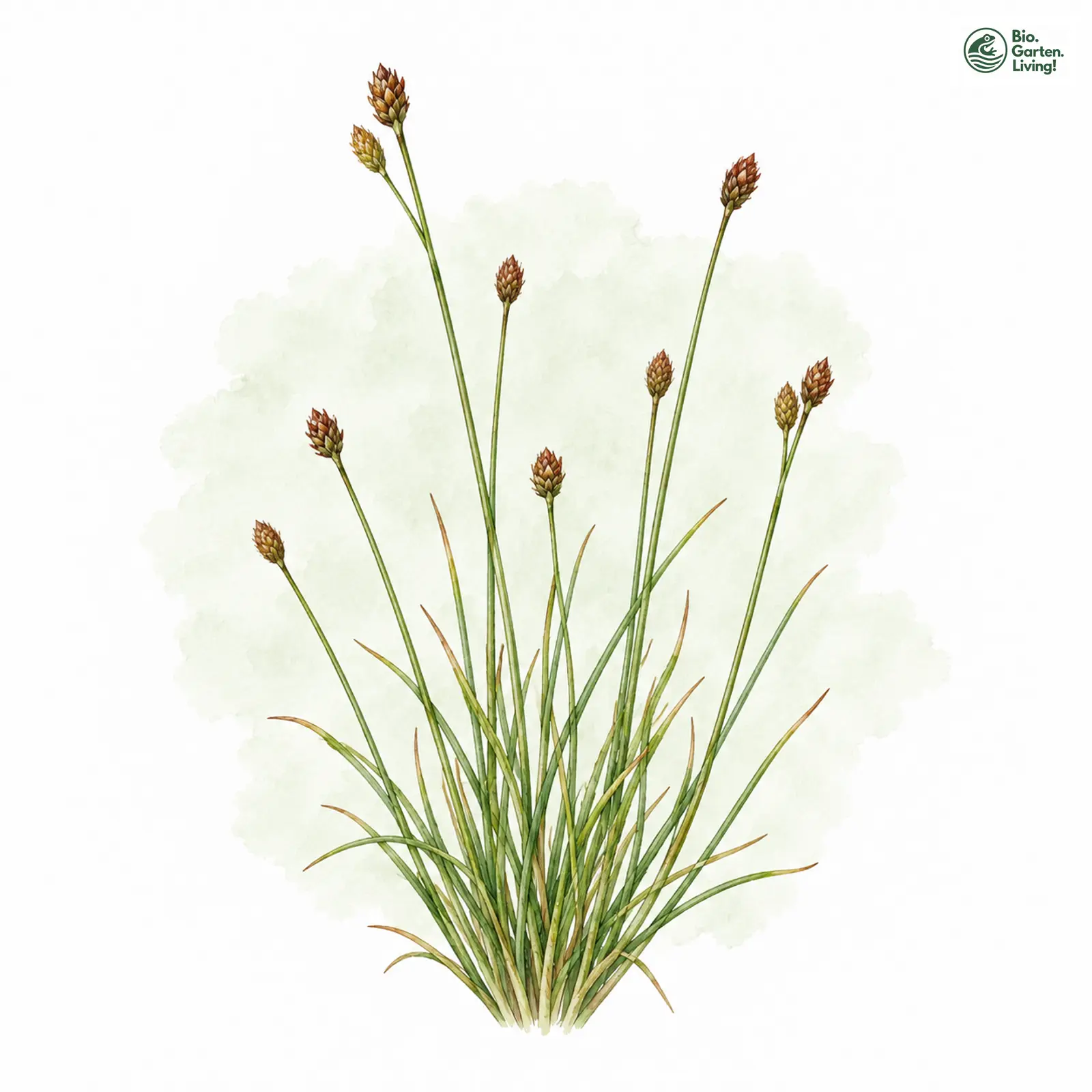 Aquarellzeichnung: Borstige Schuppensimse (Isolepis setacea)
