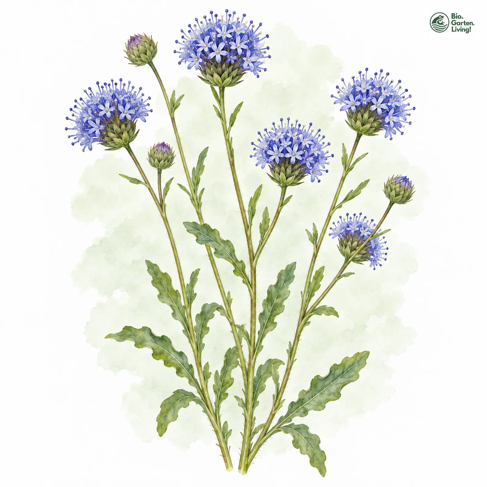 Aquarellzeichnung: Berg-Jasione (Jasione montana)