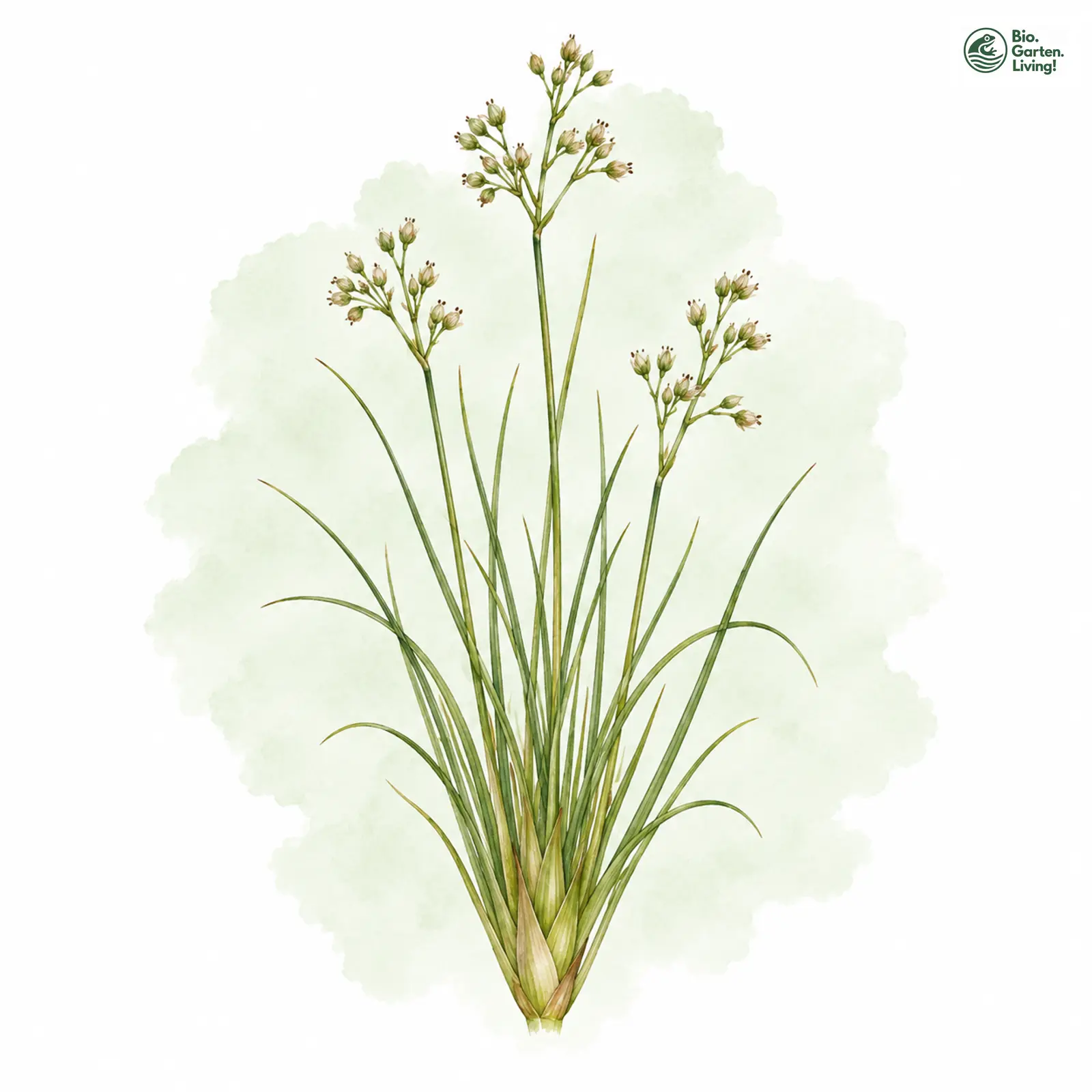 Aquarellzeichnung: Zwiebel-Binse (Juncus bulbosus)