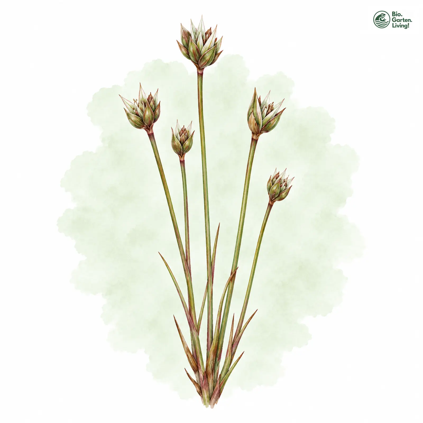 Aquarellzeichnung: Kopf-Binse (Juncus capitatus)
