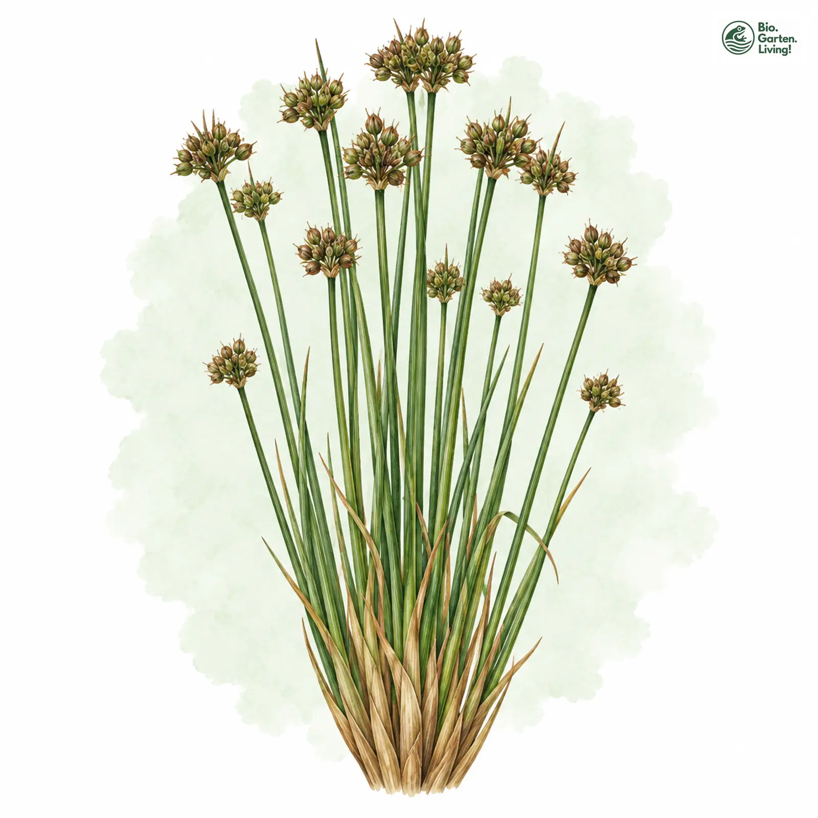 Aquarellzeichnung: Knäuel-Binse (Juncus conglomeratus)