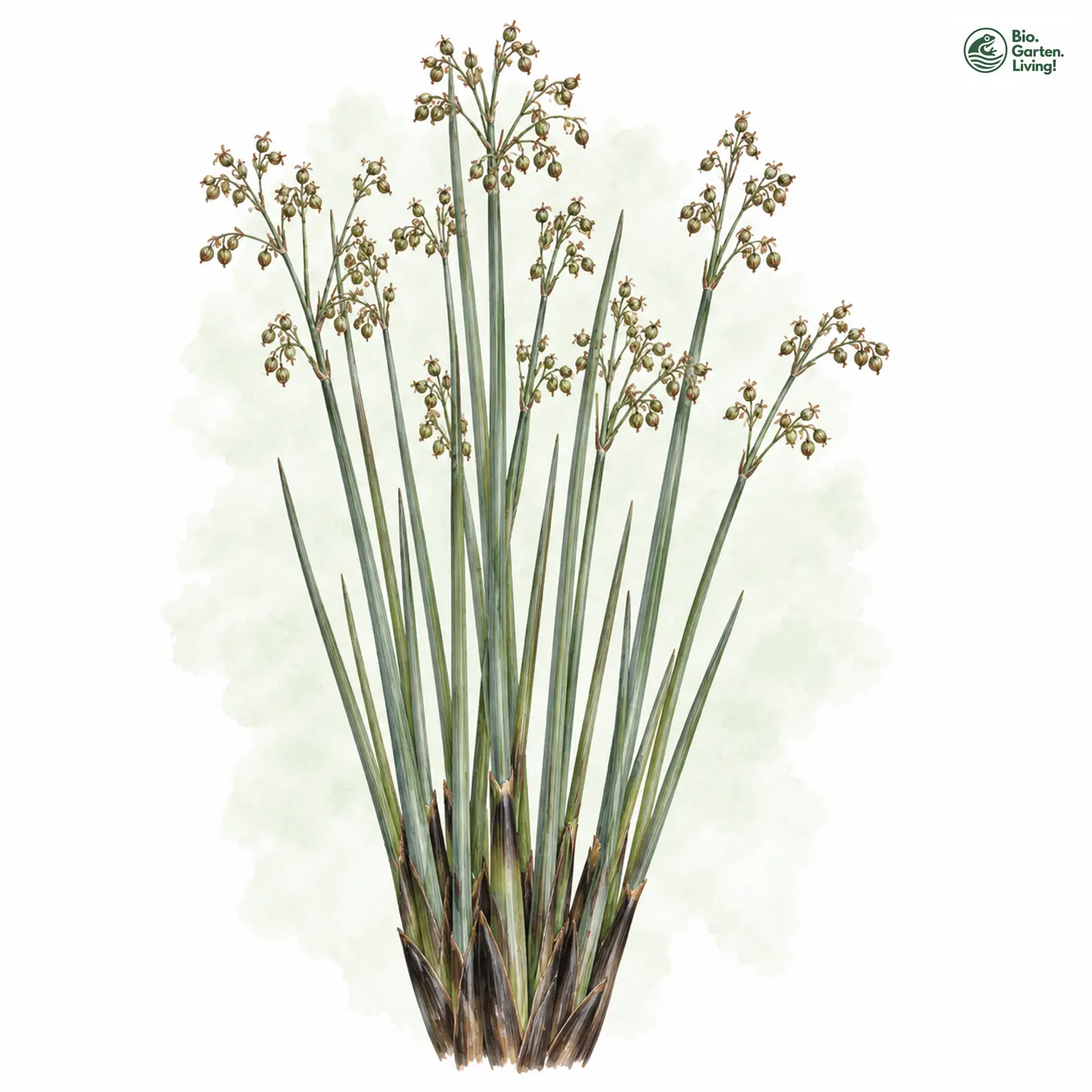 Aquarellzeichnung: Blaugrüne Binse (Juncus inflexus)