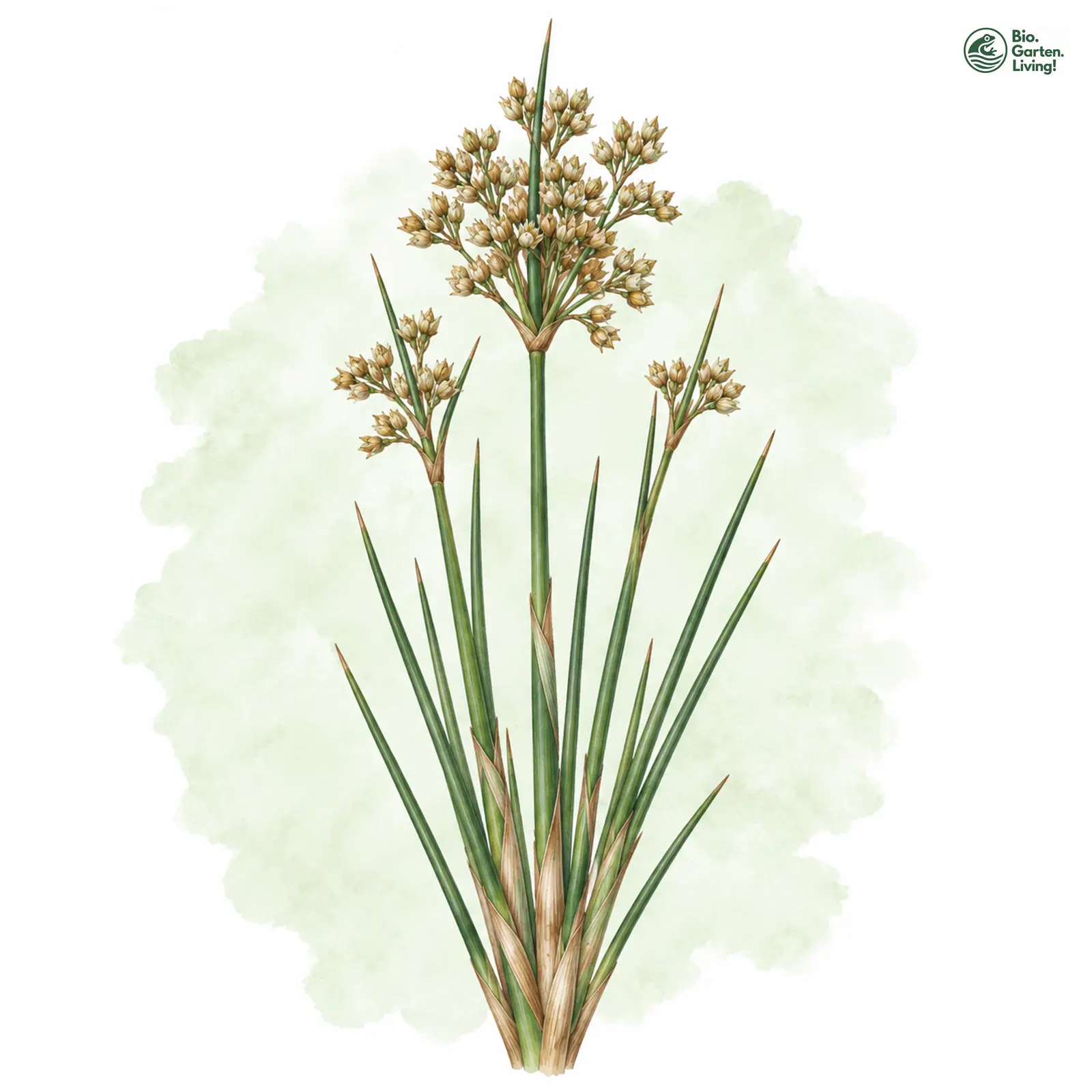 Aquarellzeichnung: Strand-Binse (Juncus maritimus)