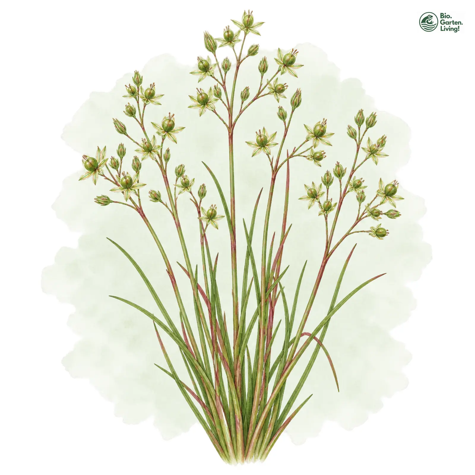 Aquarellzeichnung: Kugelfrucht-Binse (Juncus sphaerocarpus)