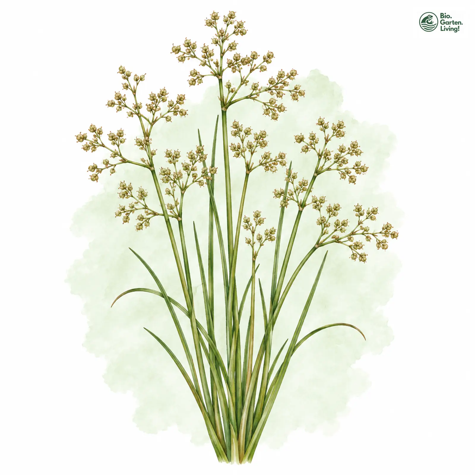 Aquarellzeichnung: Stumpfblütige Binse (Juncus subnodulosus)