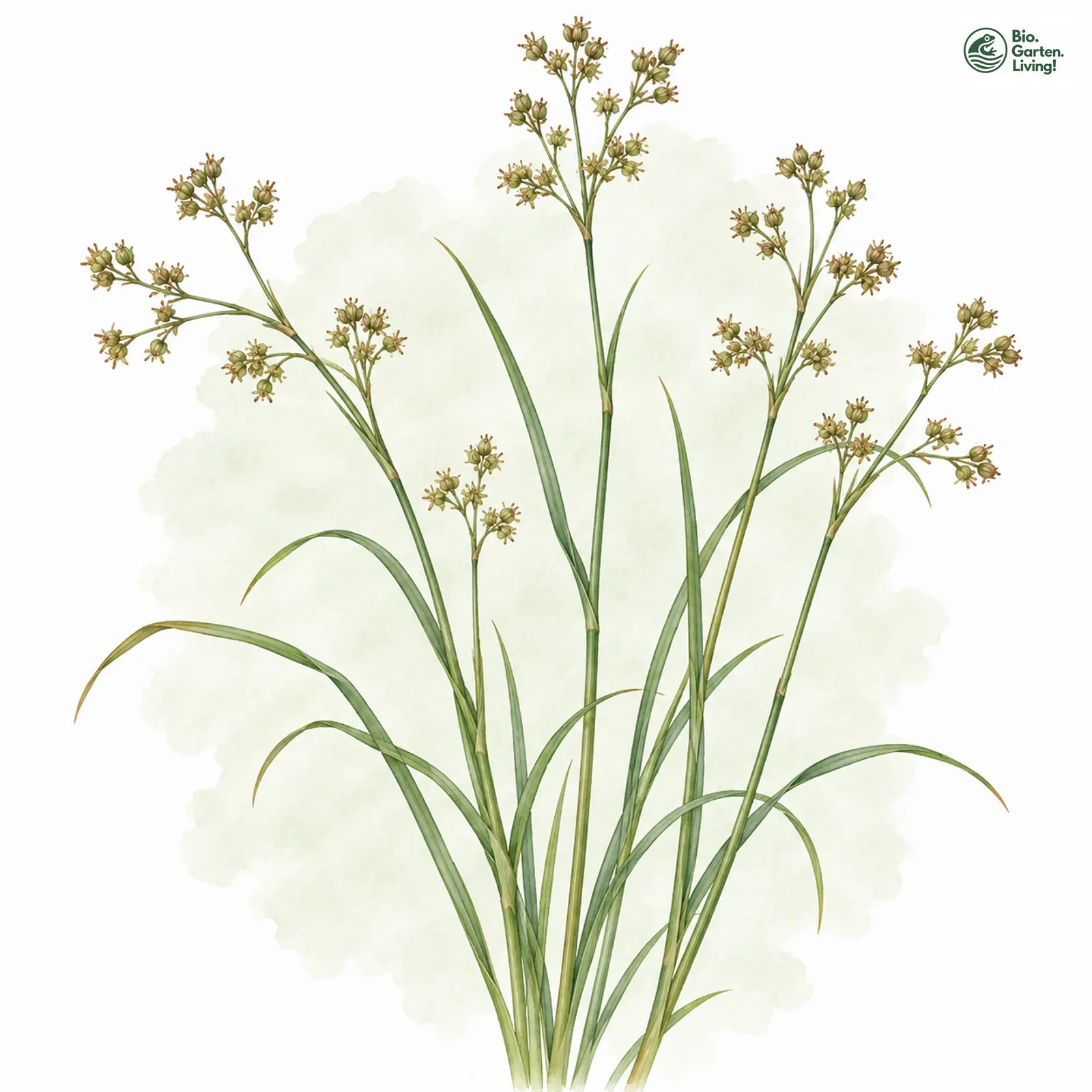 Aquarellzeichnung: Bastard-Glieder-Binse (Juncus surrejanus)