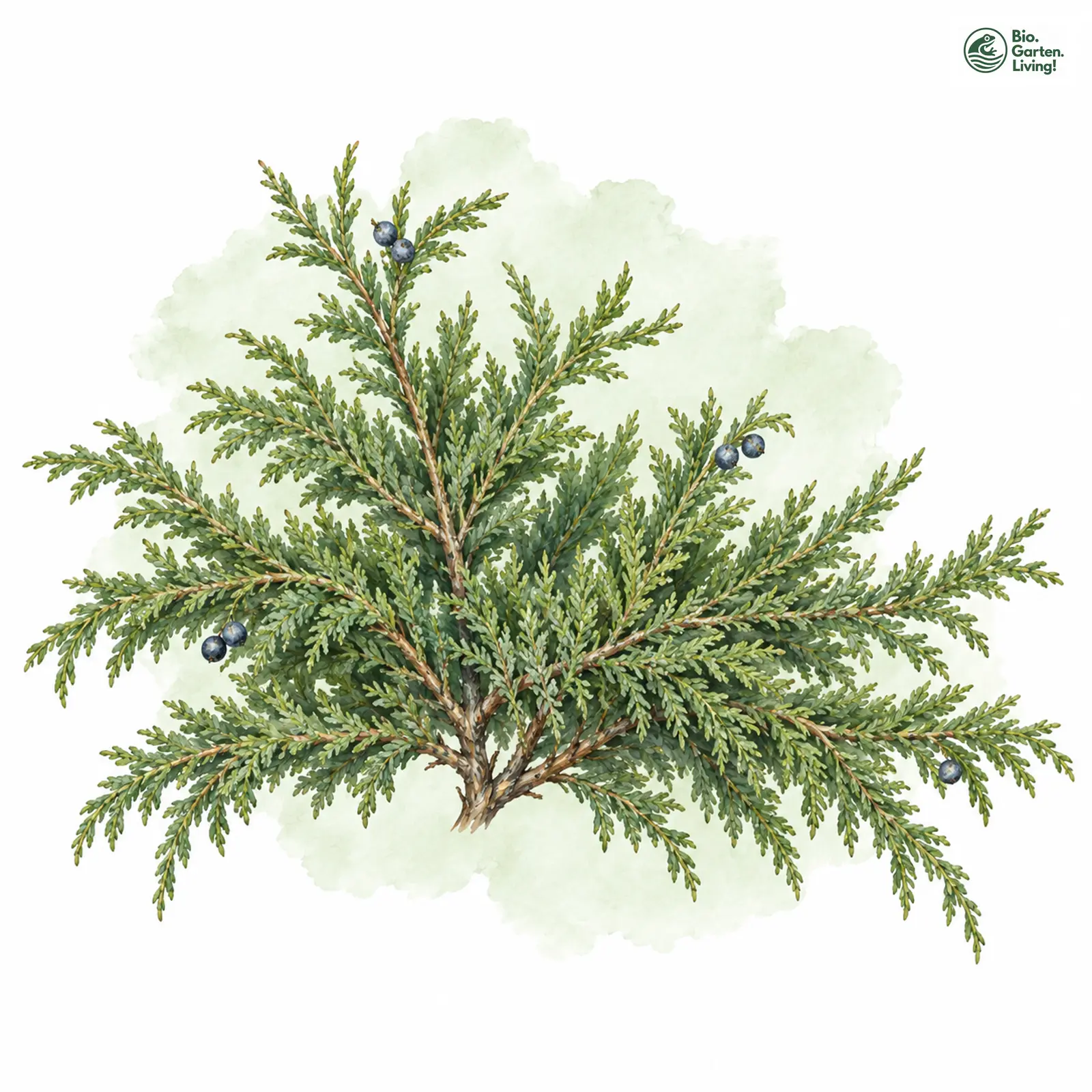 Aquarellzeichnung: Sadebaum (Juniperus sabina)