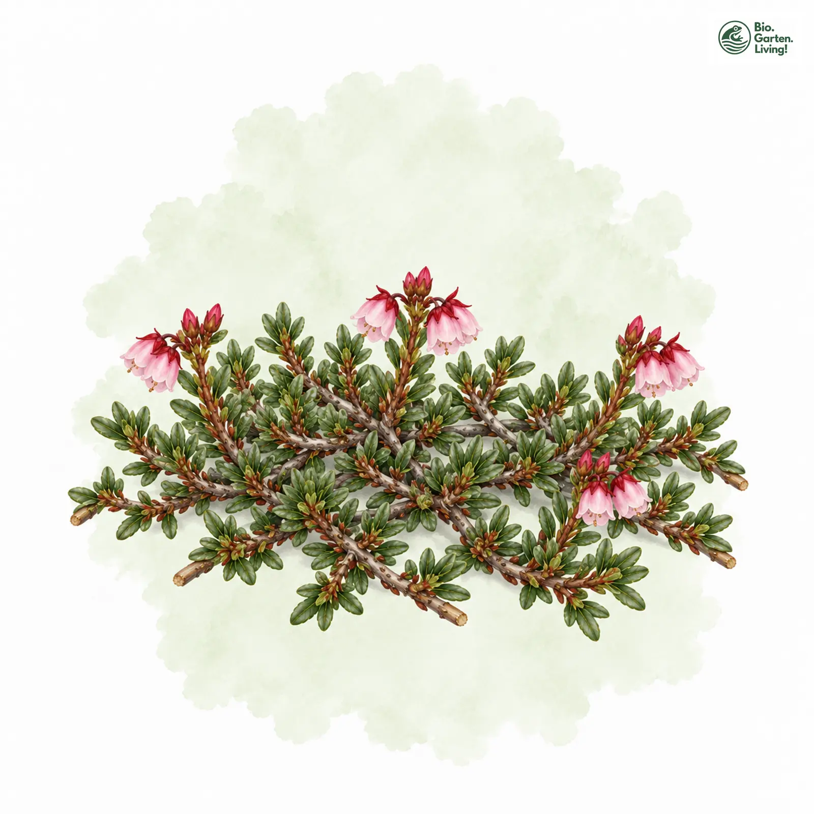 Aquarellzeichnung: Gämsheide (Kalmia procumbens)