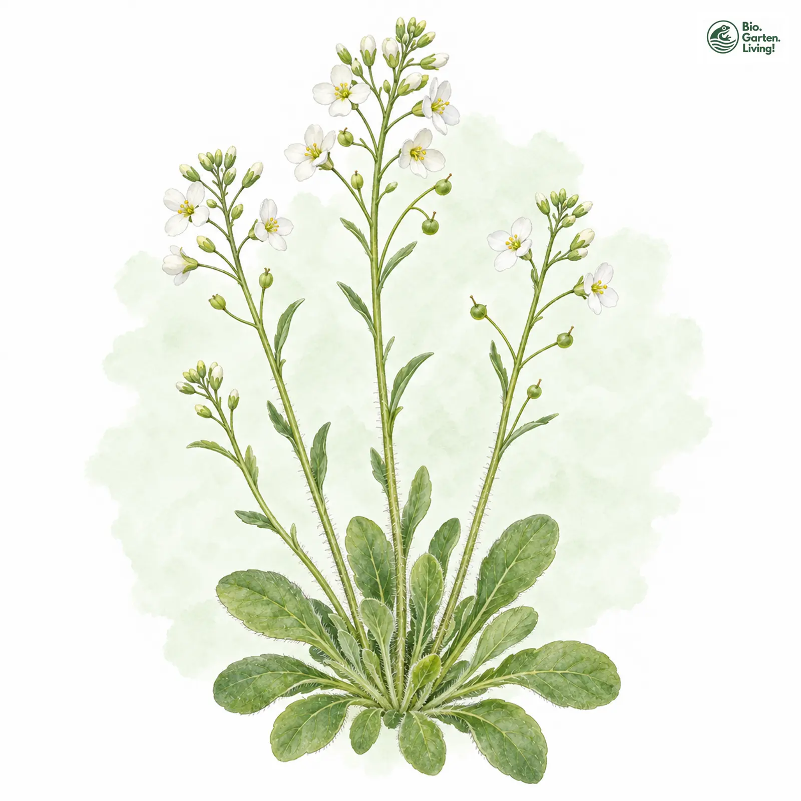 Aquarellzeichnung: Felsen-Kugelschötchen (Kernera saxatilis)