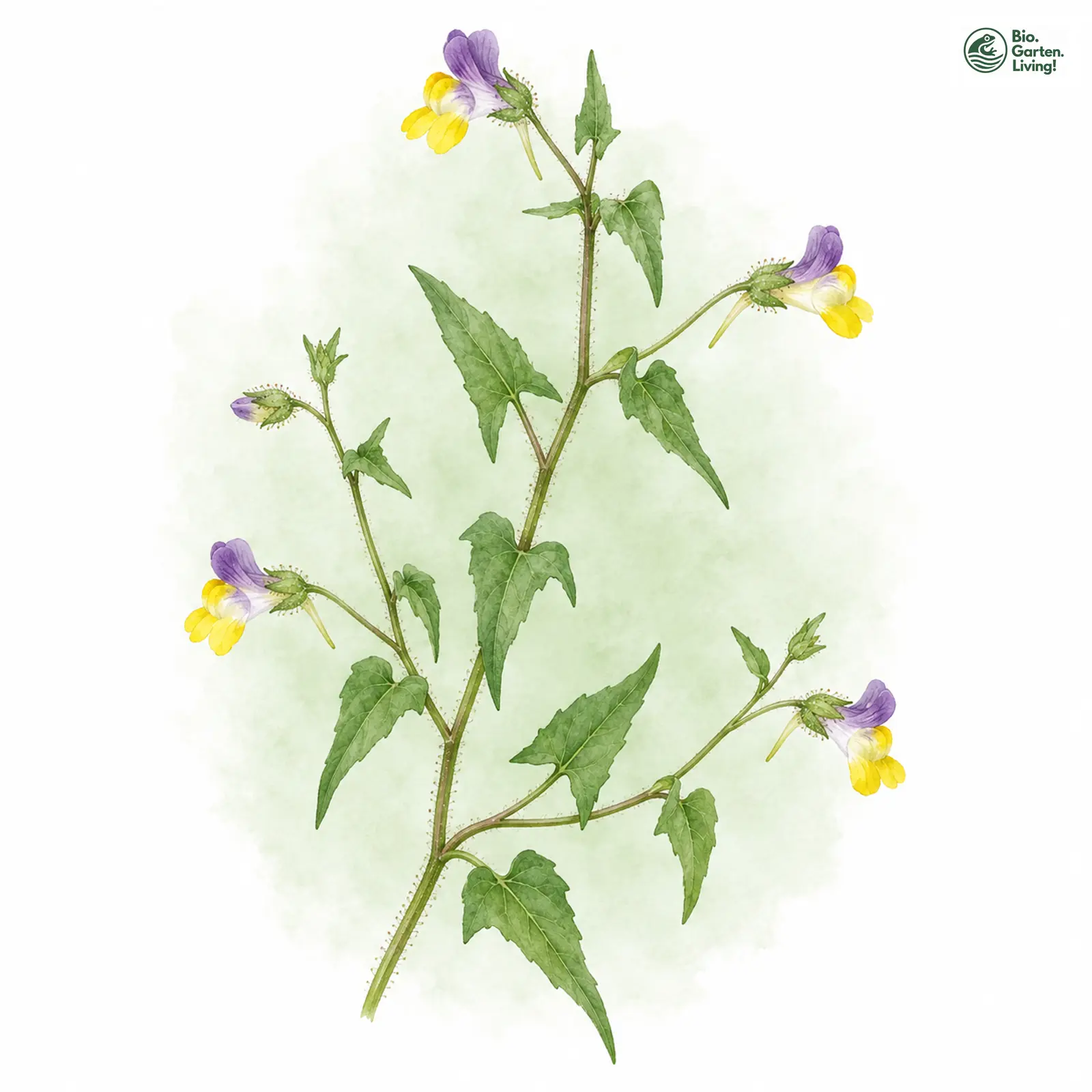 Aquarellzeichnung: Spießblättriges Tännelkraut (Kickxia elatine)