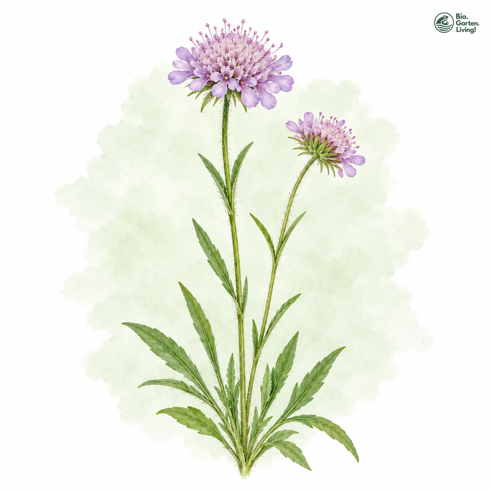 Aquarellzeichnung: Zierliche Witwenblume (Knautia gracilis)