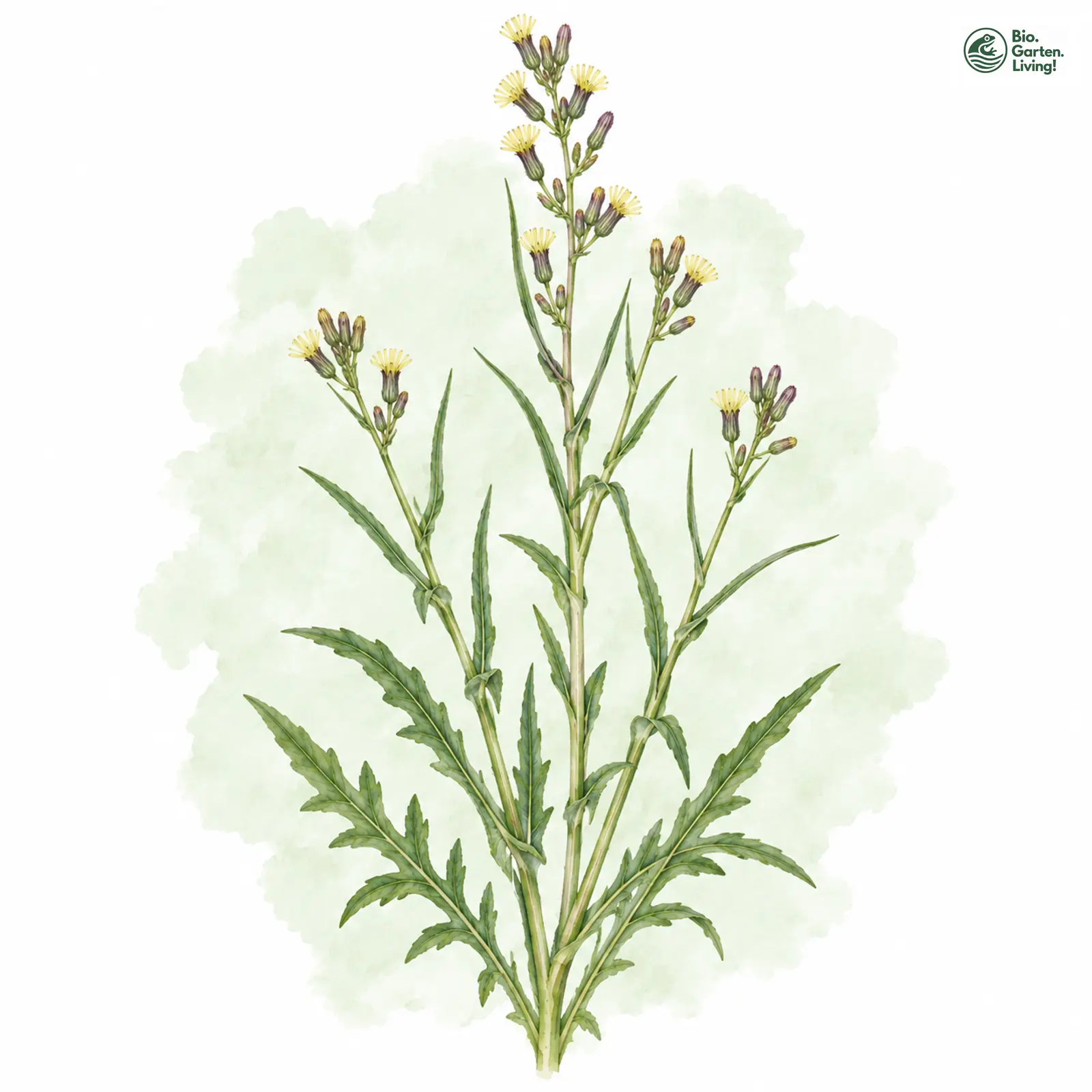 Aquarellzeichnung: Weidenblättriger Lattich (Lactuca saligna)