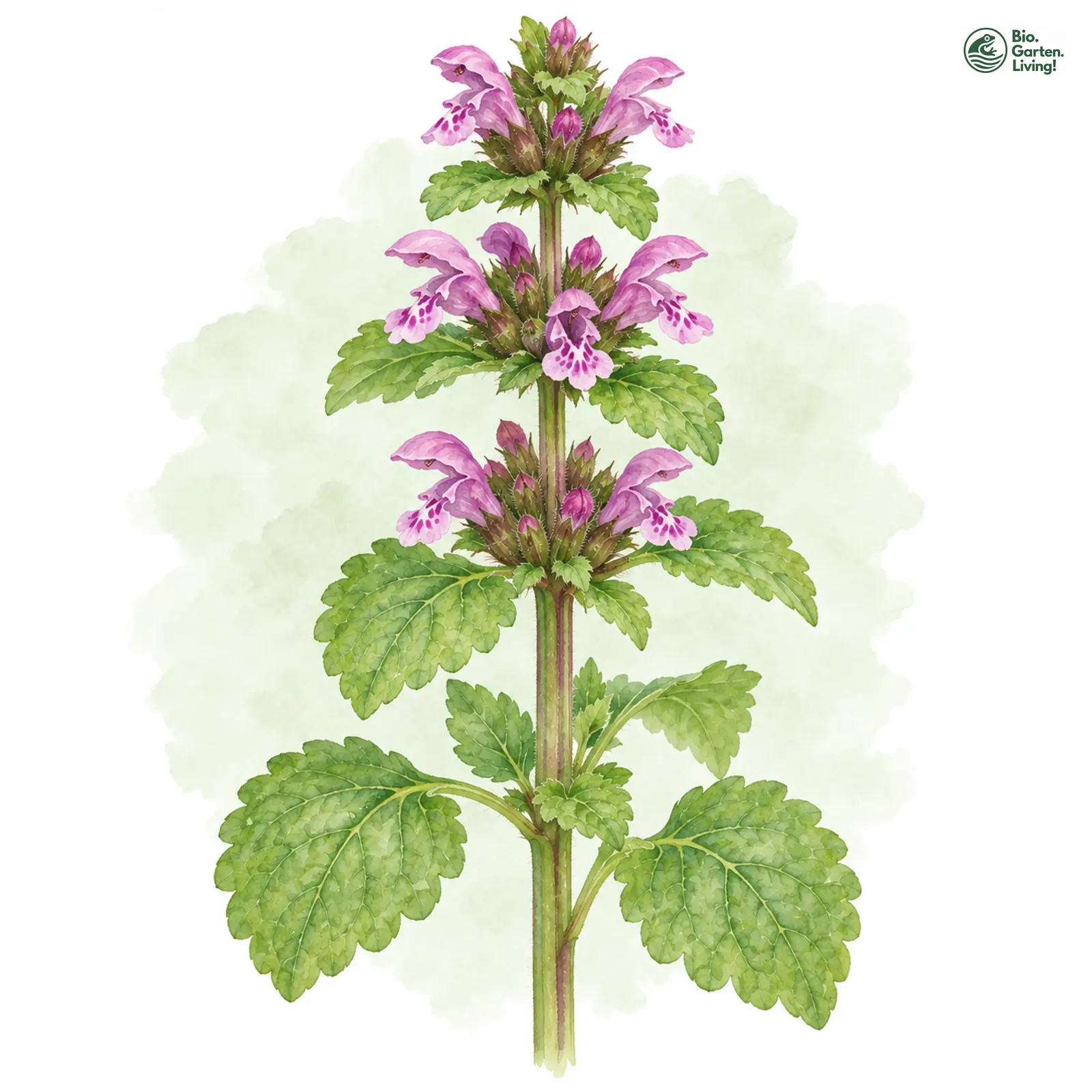 Aquarellzeichnung: Mittlere Taubnessel (Lamium confertum)