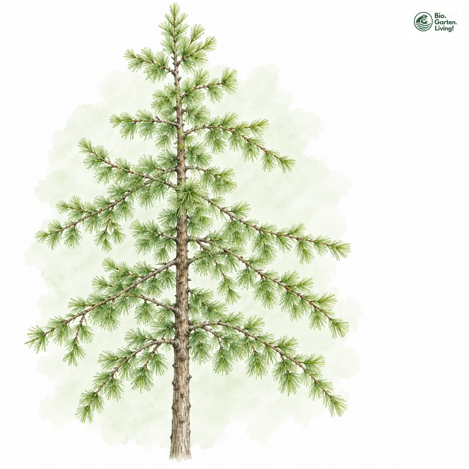Aquarellzeichnung: Europäische Lärche (Larix decidua)