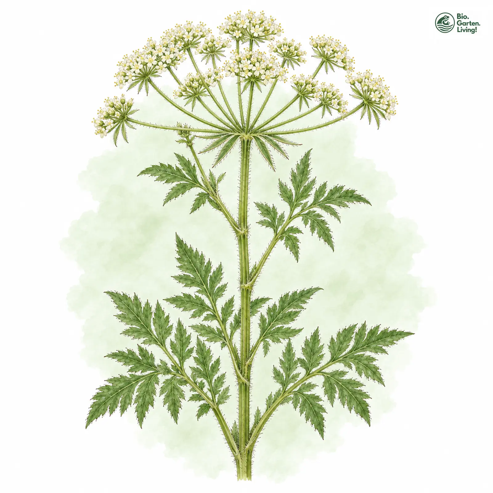 Aquarellzeichnung: Preußisches Laserkraut (Laserpitium prutenicum)
