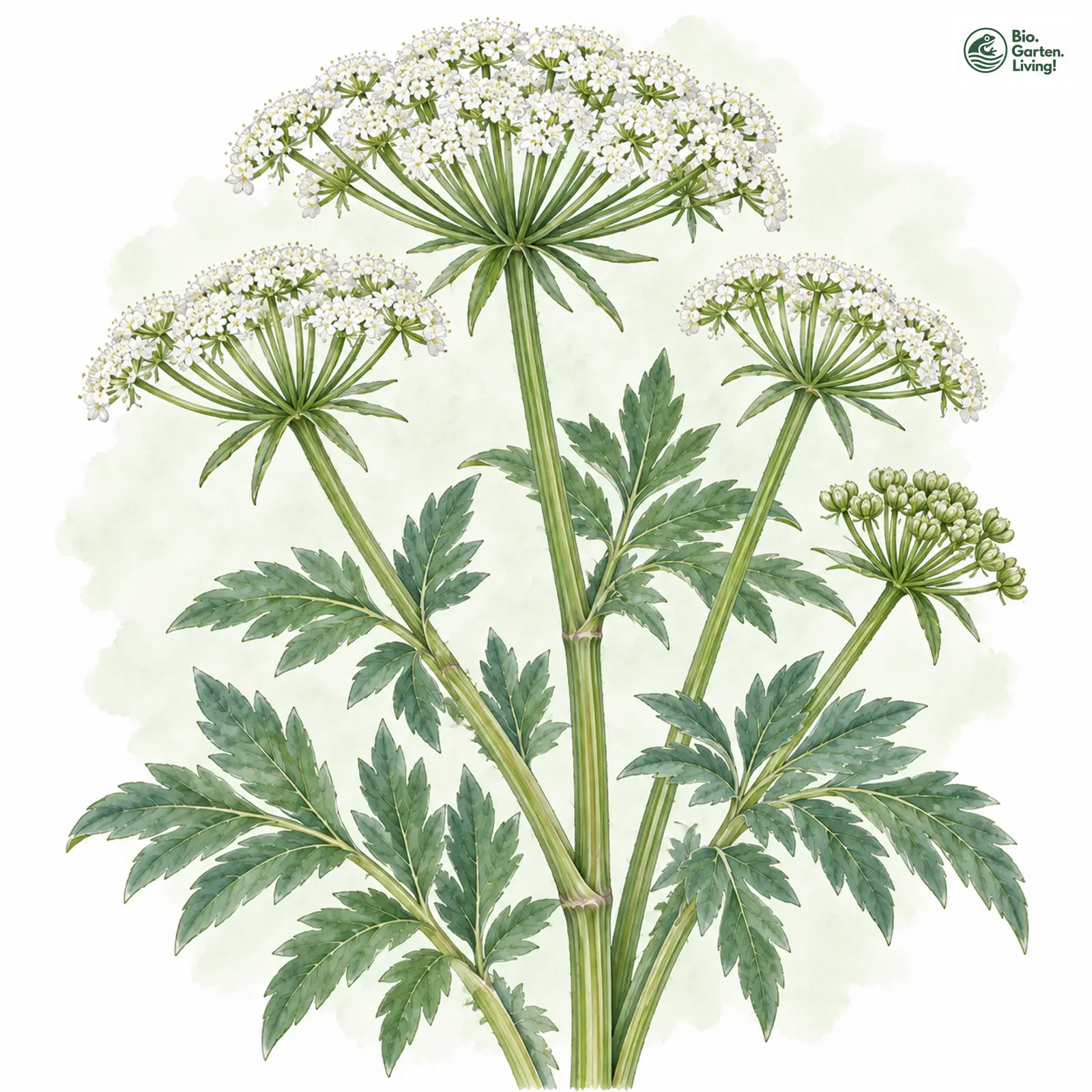 Aquarellzeichnung: Berg-Laserkraut (Laserpitium siler)