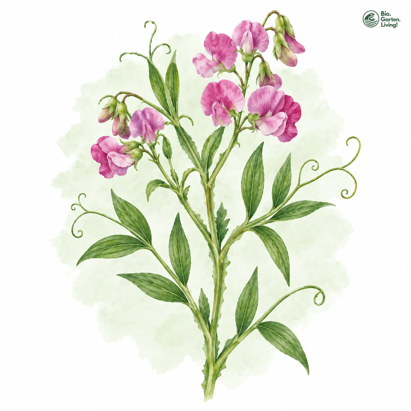 Aquarellzeichnung: Verschiedenblättrige Platterbse (Lathyrus heterophyllus)