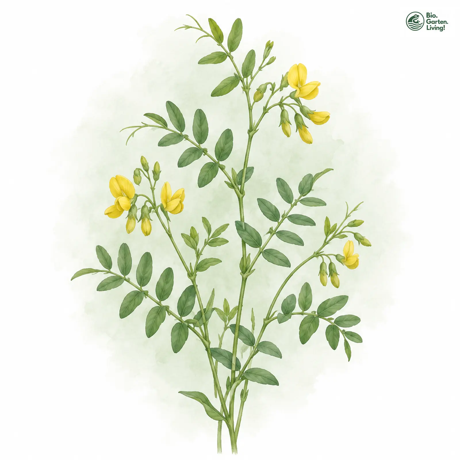 Aquarellzeichnung: Gelbe Platterbse (Lathyrus laevigatus)