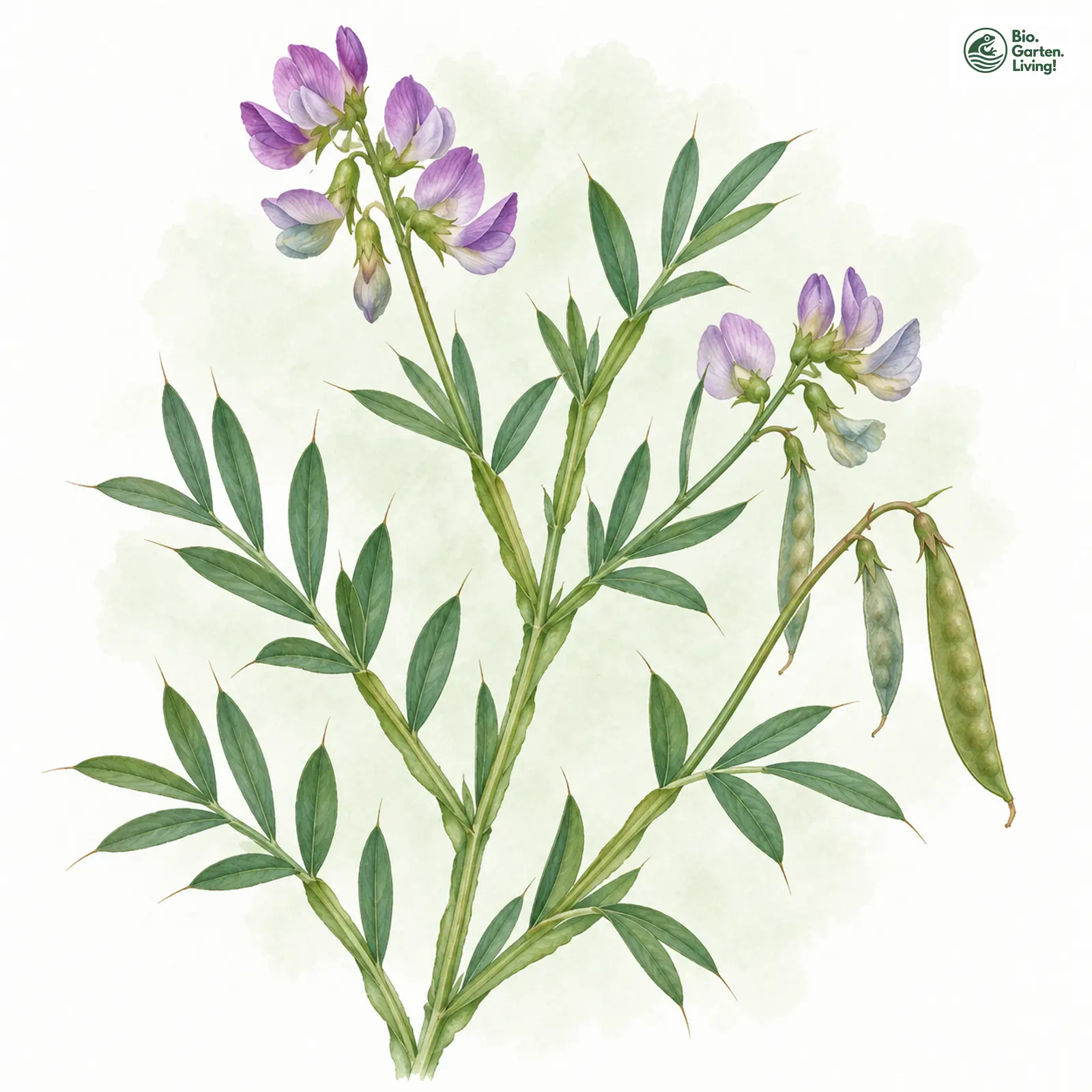 Aquarellzeichnung: Berg-Platterbse (Lathyrus linifolius)