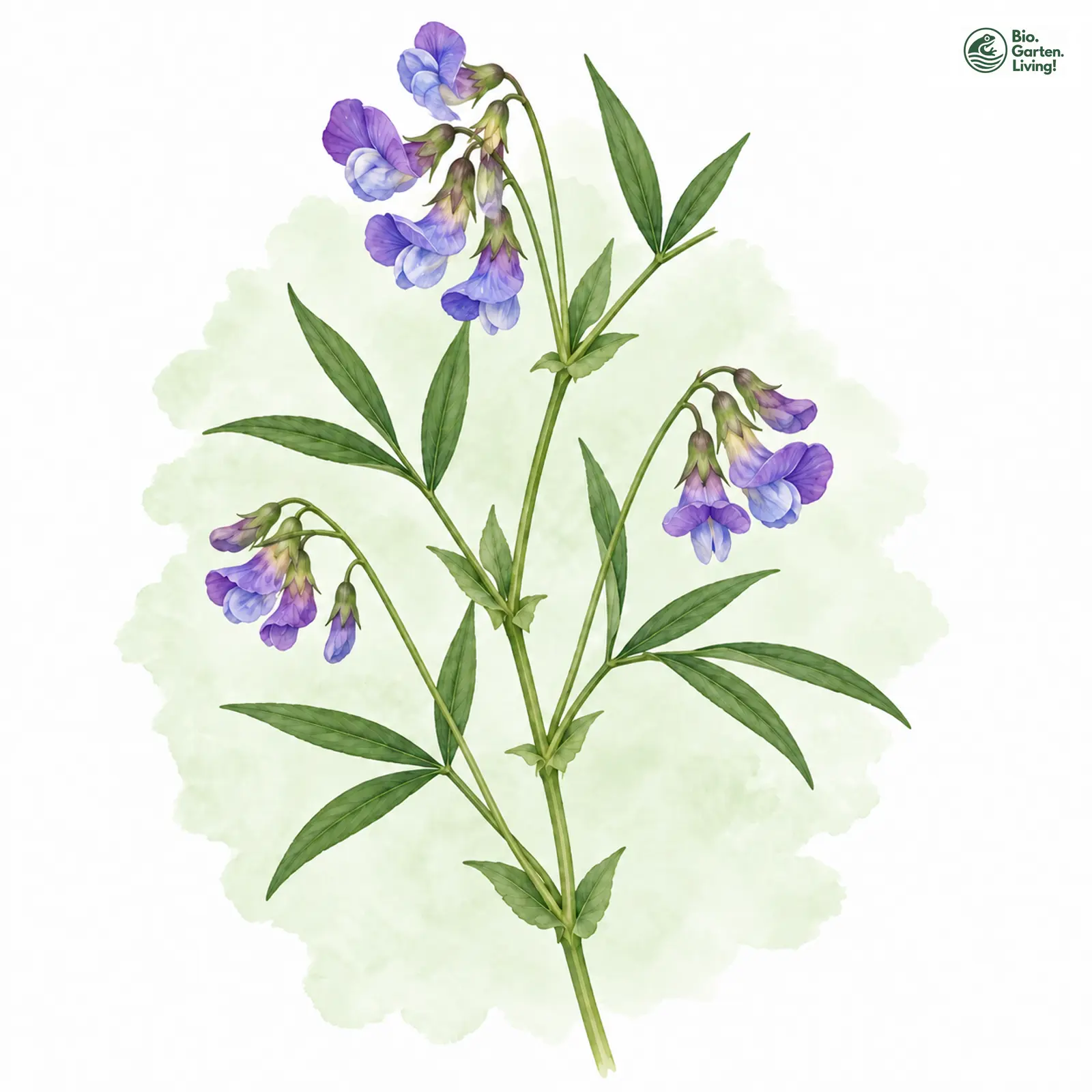 Aquarellzeichnung: Sumpf-Platterbse (Lathyrus palustris)