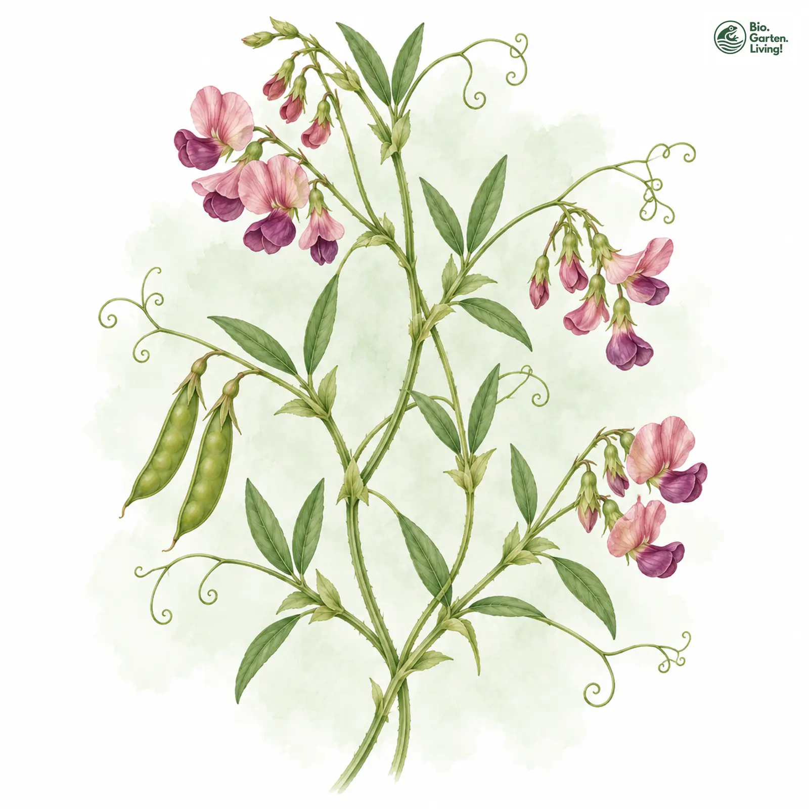 Aquarellzeichnung: Wald-Platterbse (Lathyrus sylvestris)