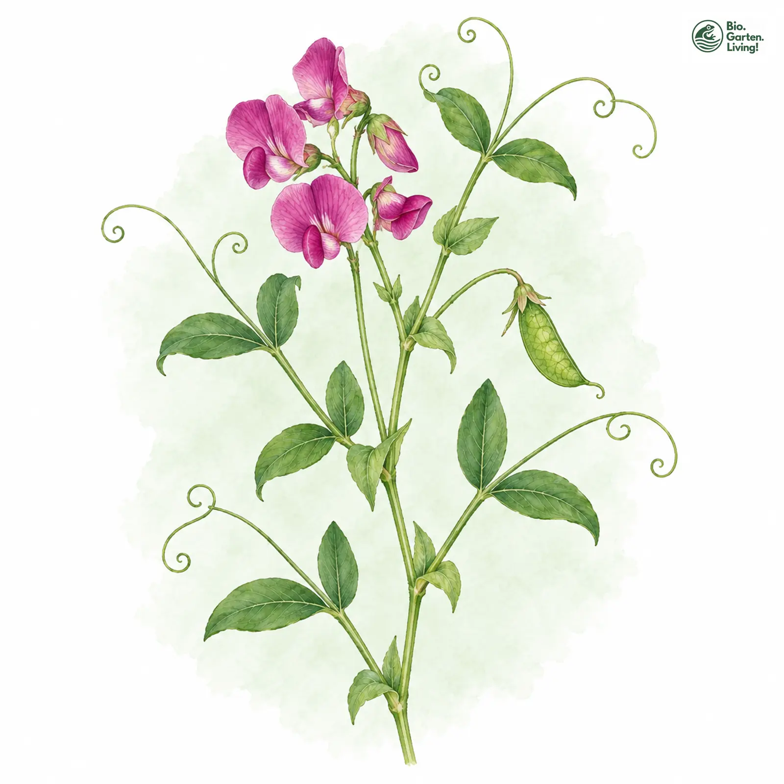 Aquarellzeichnung: Knollen-Platterbse (Lathyrus tuberosus)