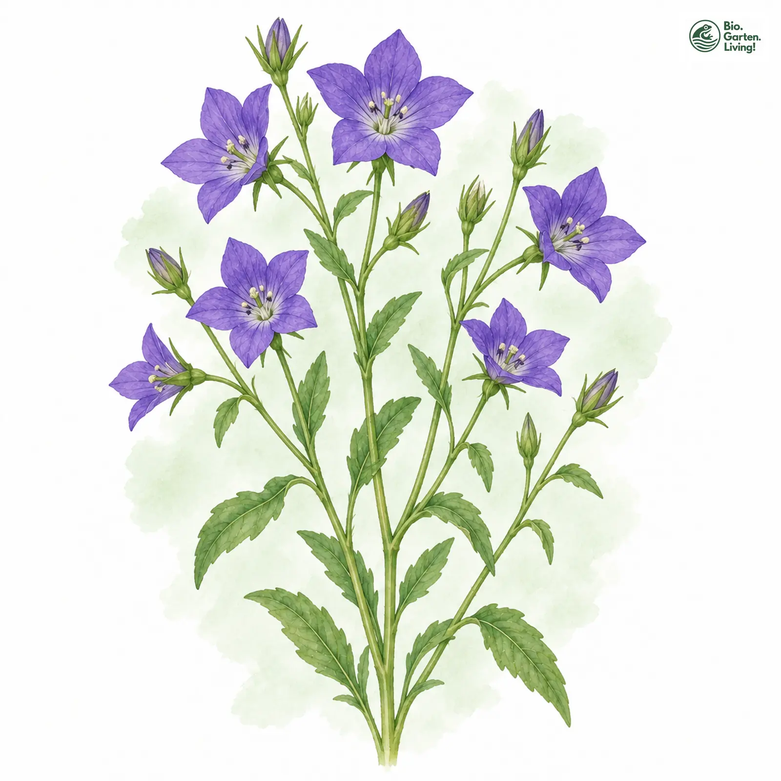 Aquarellzeichnung: Echter Frauenspiegel (Legousia speculum-veneris)