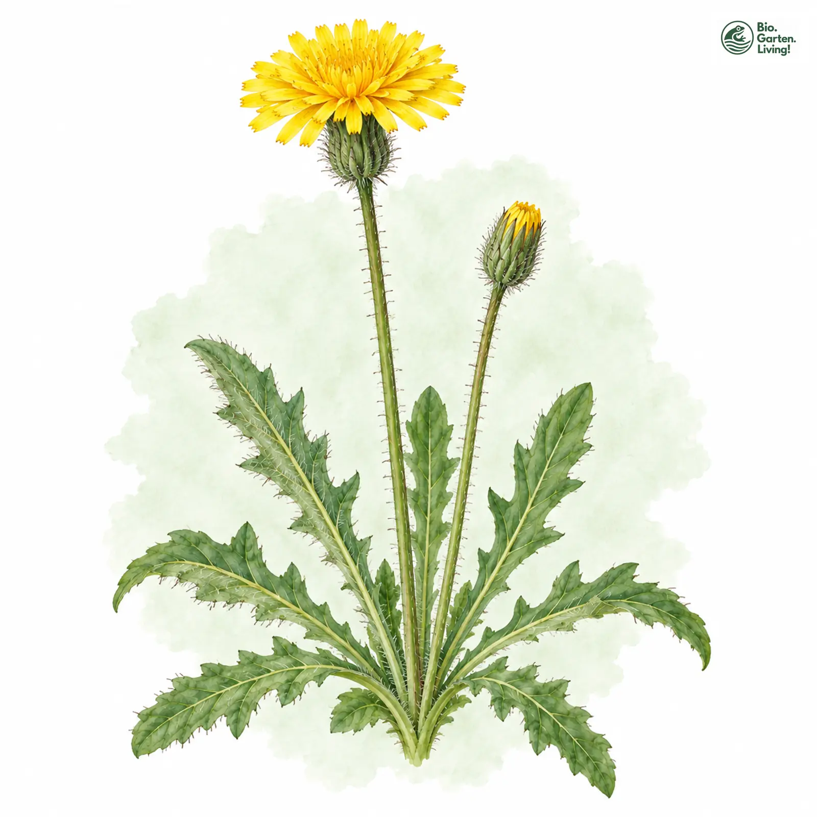 Aquarellzeichnung: Steifhaariger Löwenzahn (Leontodon hispidus)
