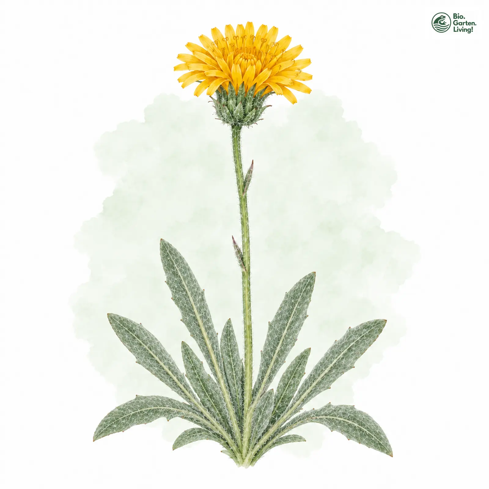 Aquarellzeichnung: Grauer Löwenzahn (Leontodon incanus)