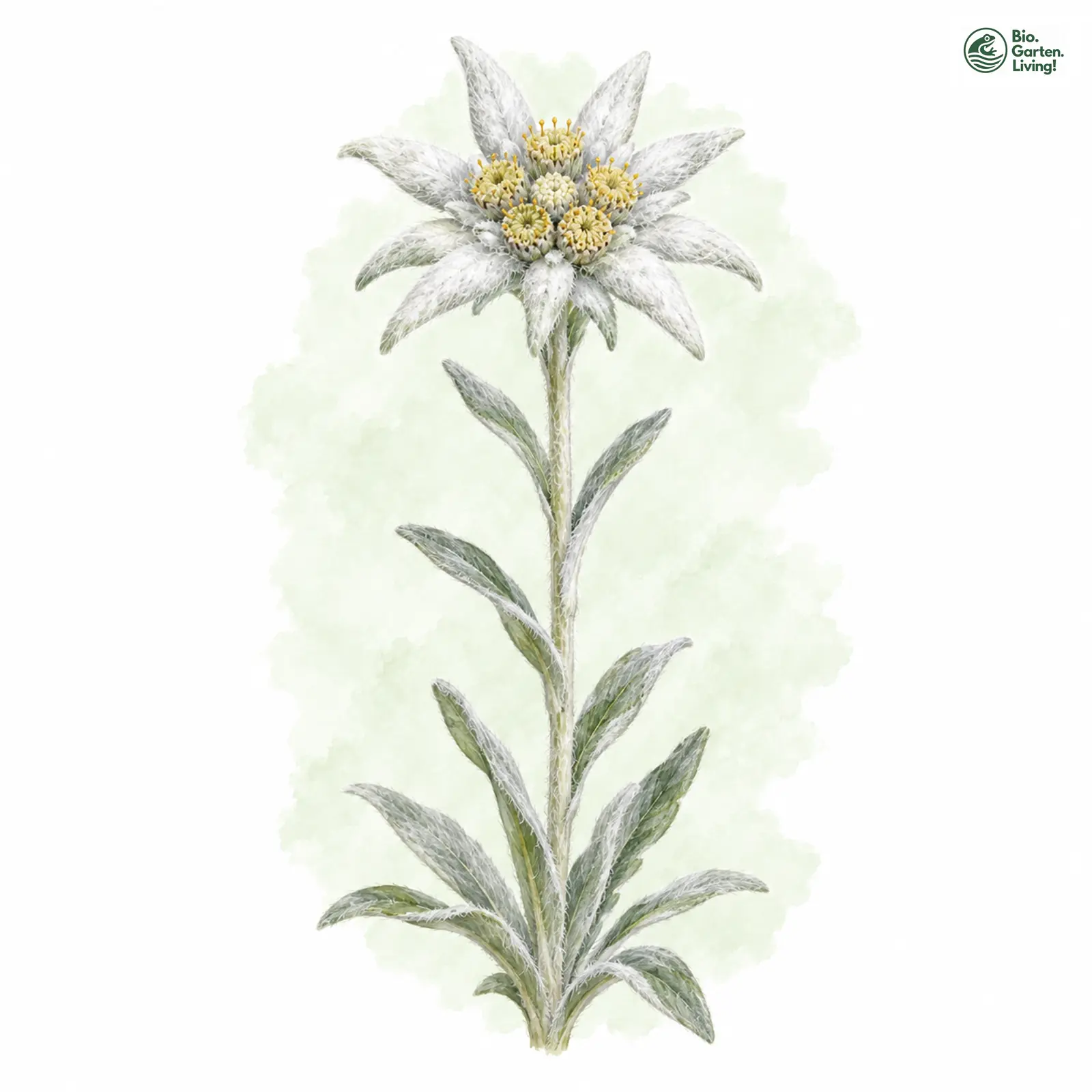 Aquarellzeichnung: Alpen-Edelweiß (Leontopodium alpinum)