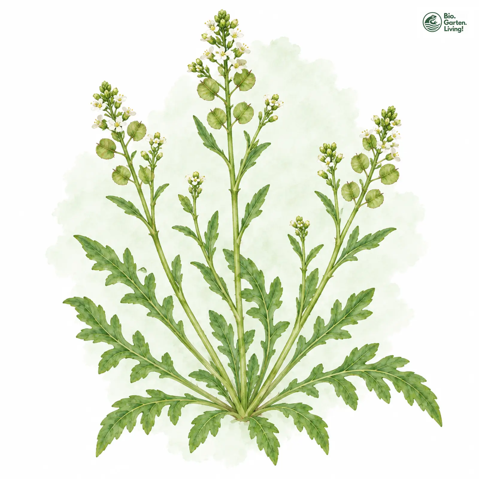 Aquarellzeichnung: Gewöhnlicher Krähenfuß (Lepidium coronopus)