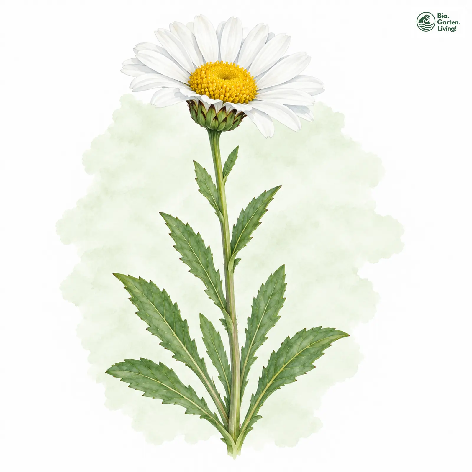 Aquarellzeichnung: Berg-Margerite (Leucanthemum adustum)