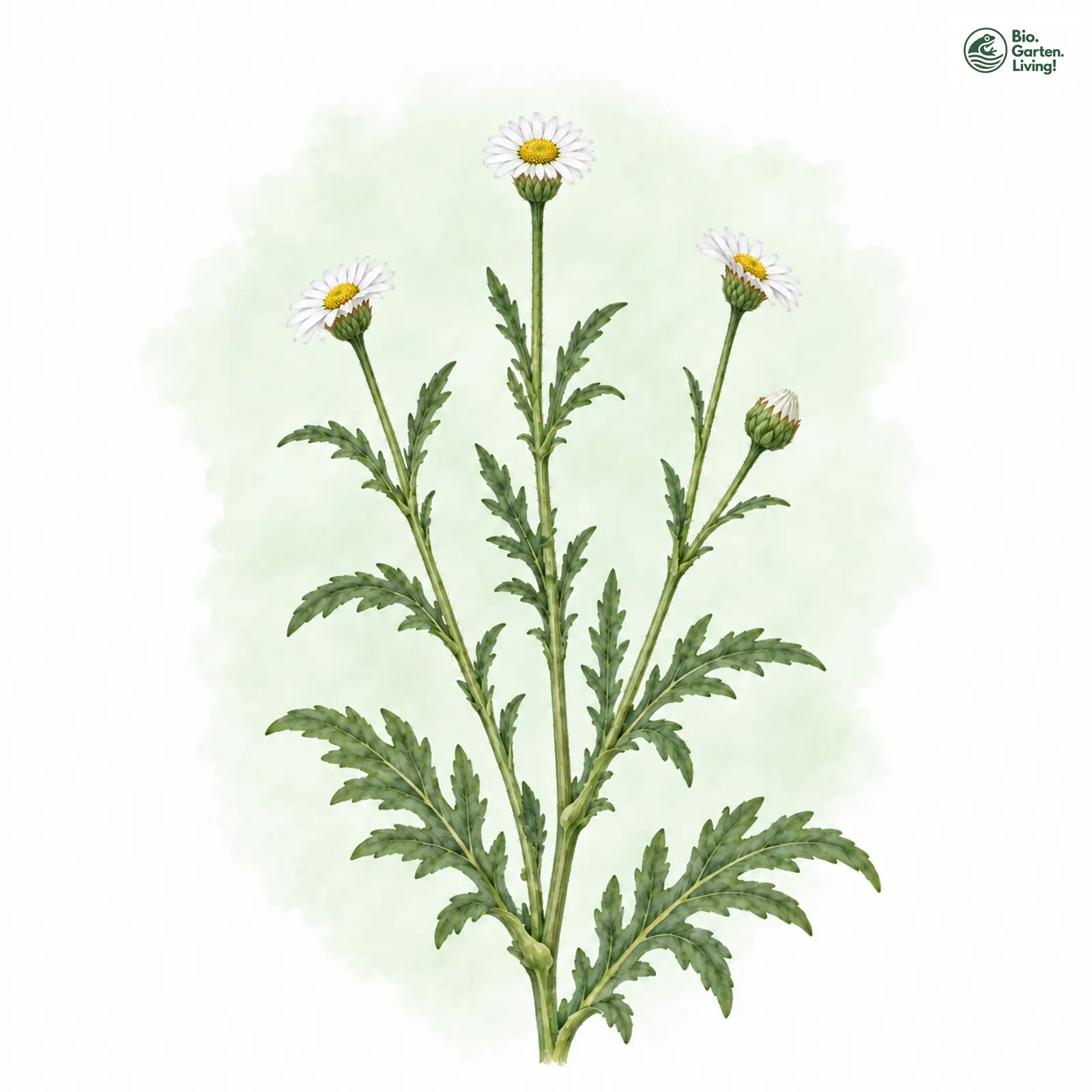 Aquarellzeichnung: Frühe Margerite (Leucanthemum vulgare (im engeren Sinne))