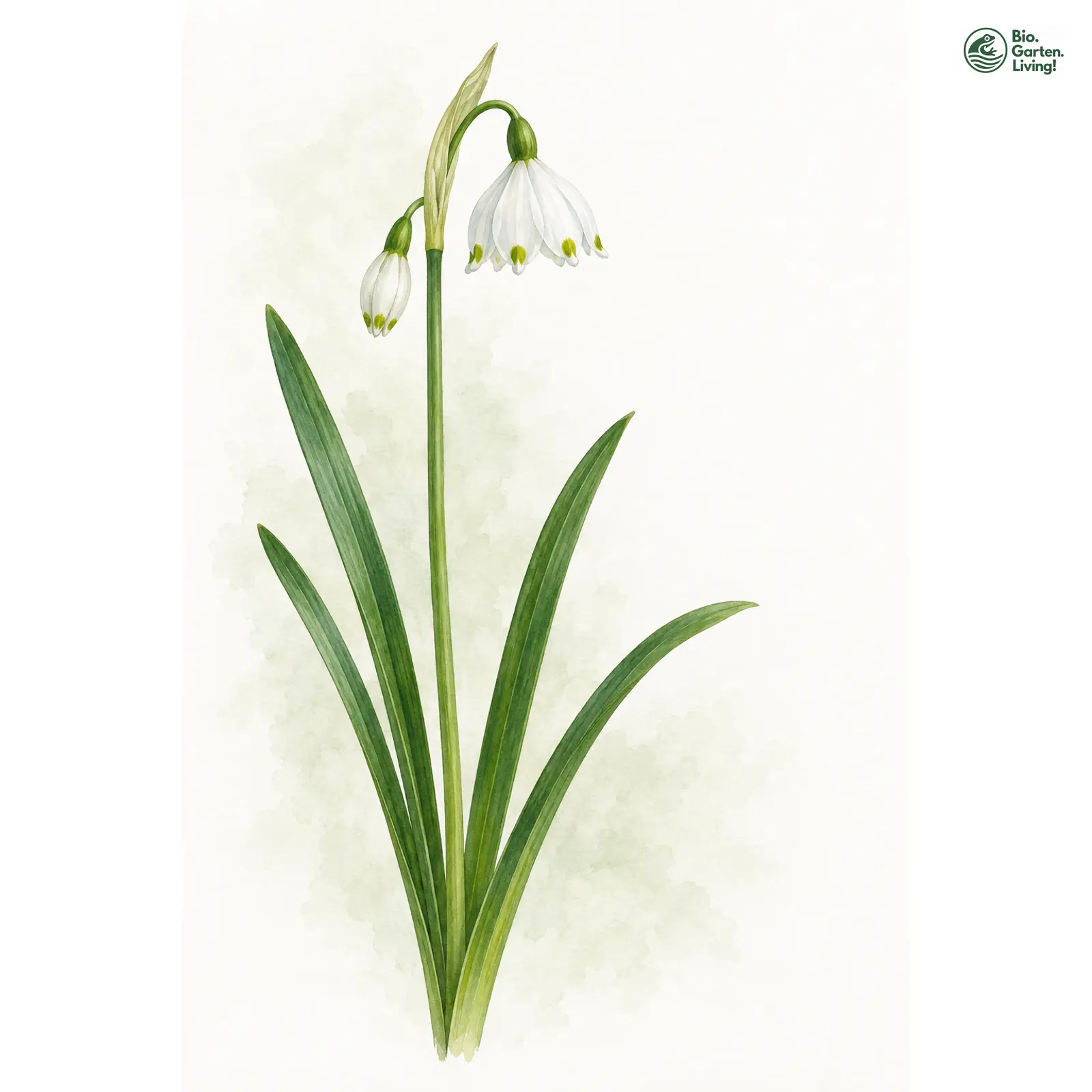 Aquarellzeichnung: Frühlings-Knotenblume (Leucojum vernum)