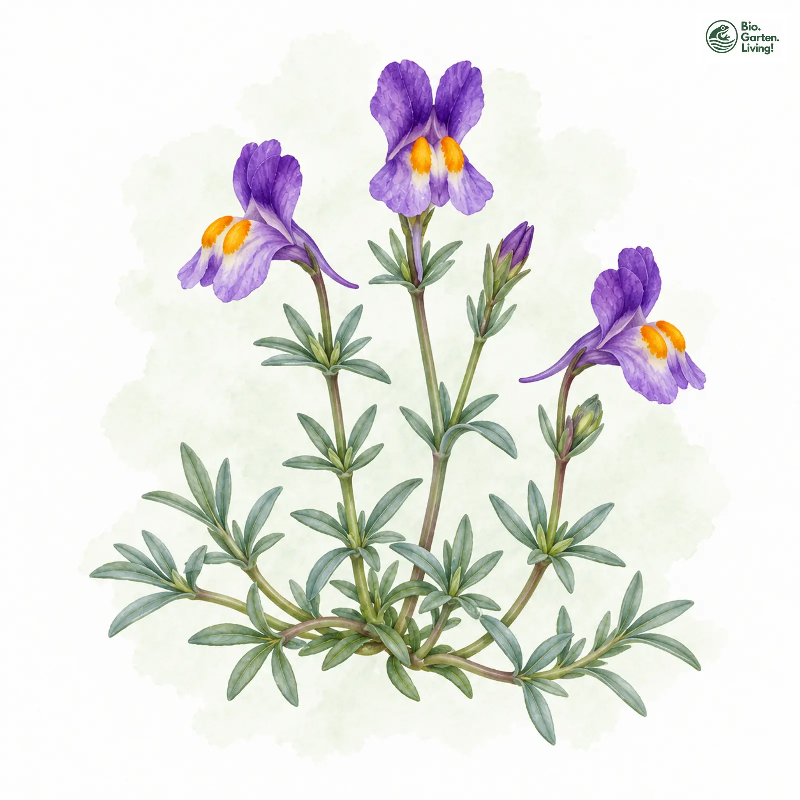 Aquarellzeichnung: Alpen-Leinkraut (Linaria alpina)