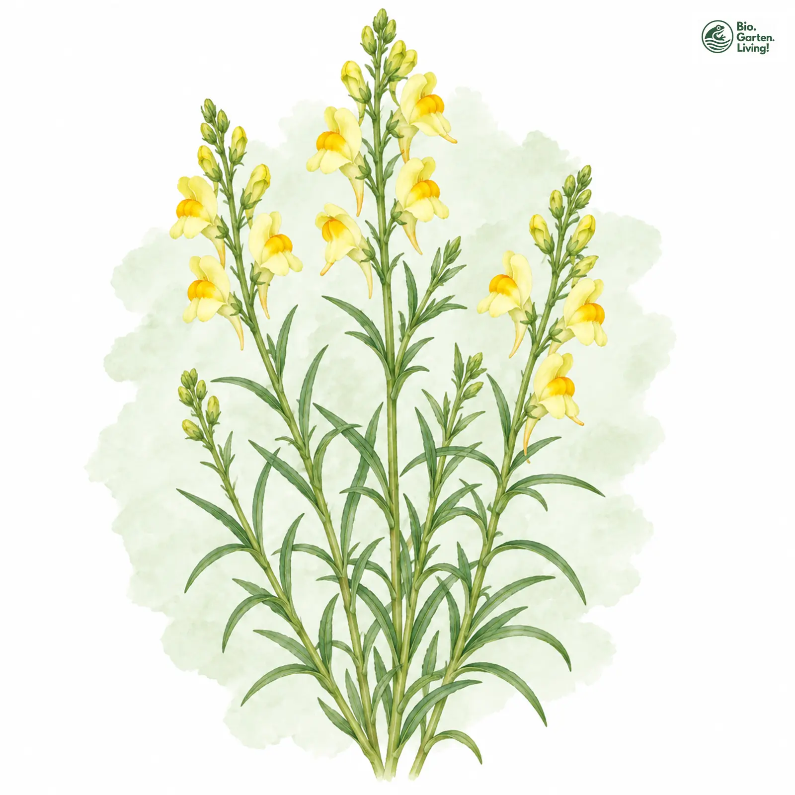 Aquarellzeichnung: Gewöhnliches Leinkraut (Linaria vulgaris)