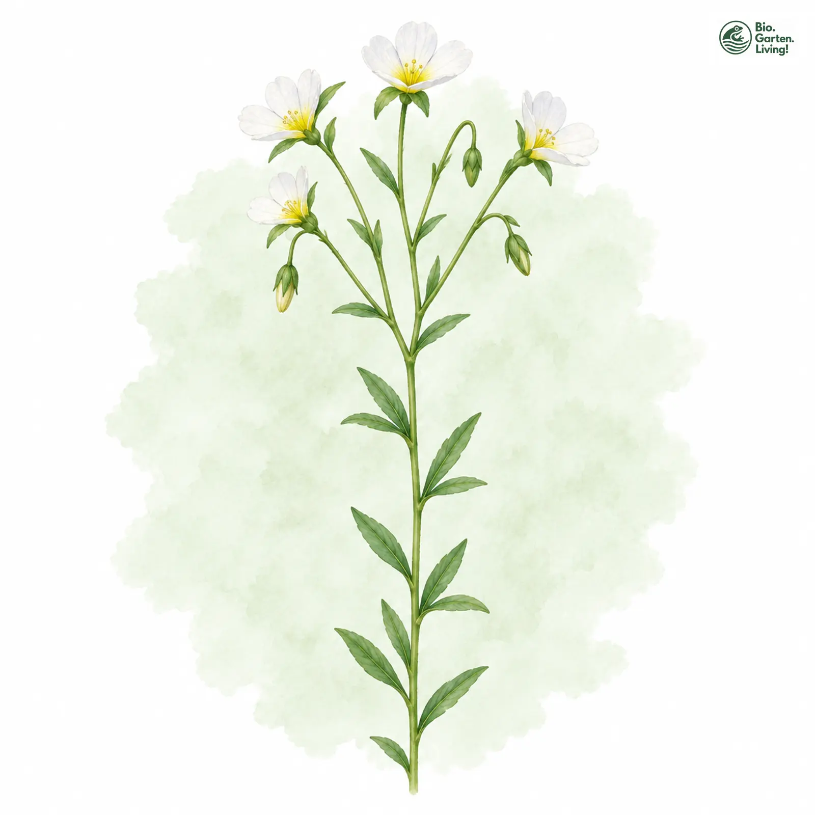 Aquarellzeichnung: Purgier-Lein (Linum catharticum)