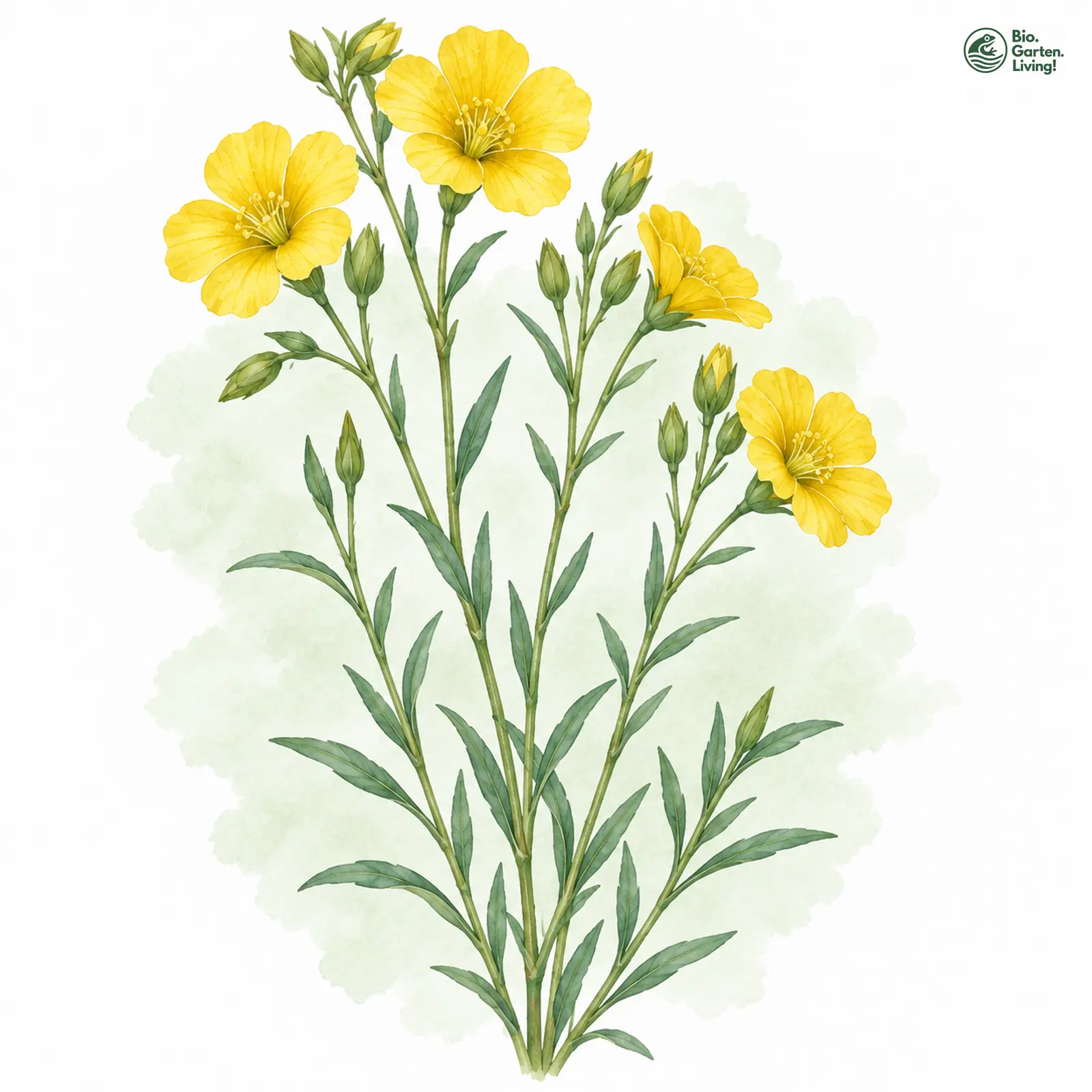 Aquarellzeichnung: Gelber Lein (Linum flavum)