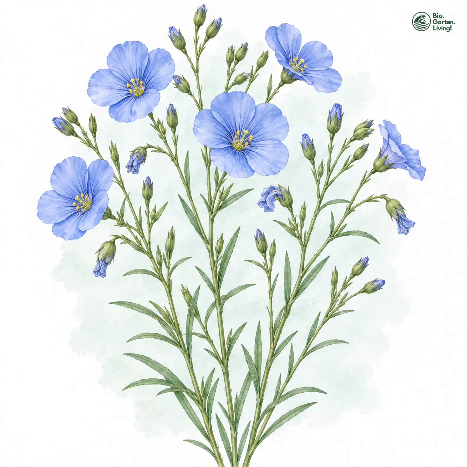 Aquarellzeichnung: Ausdauernder Lein (Linum perenne (im engeren Sinne))