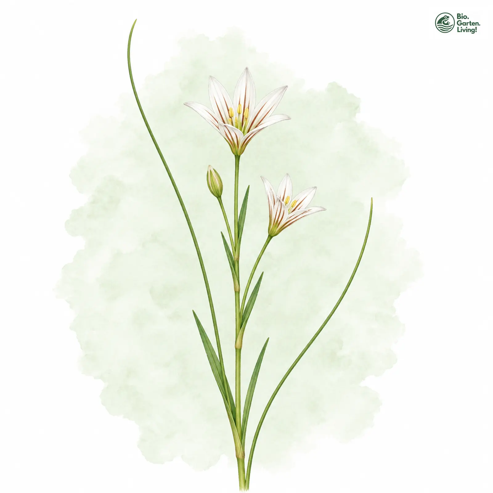 Aquarellzeichnung: Späte Faltenlilie (Lloydia serotina)
