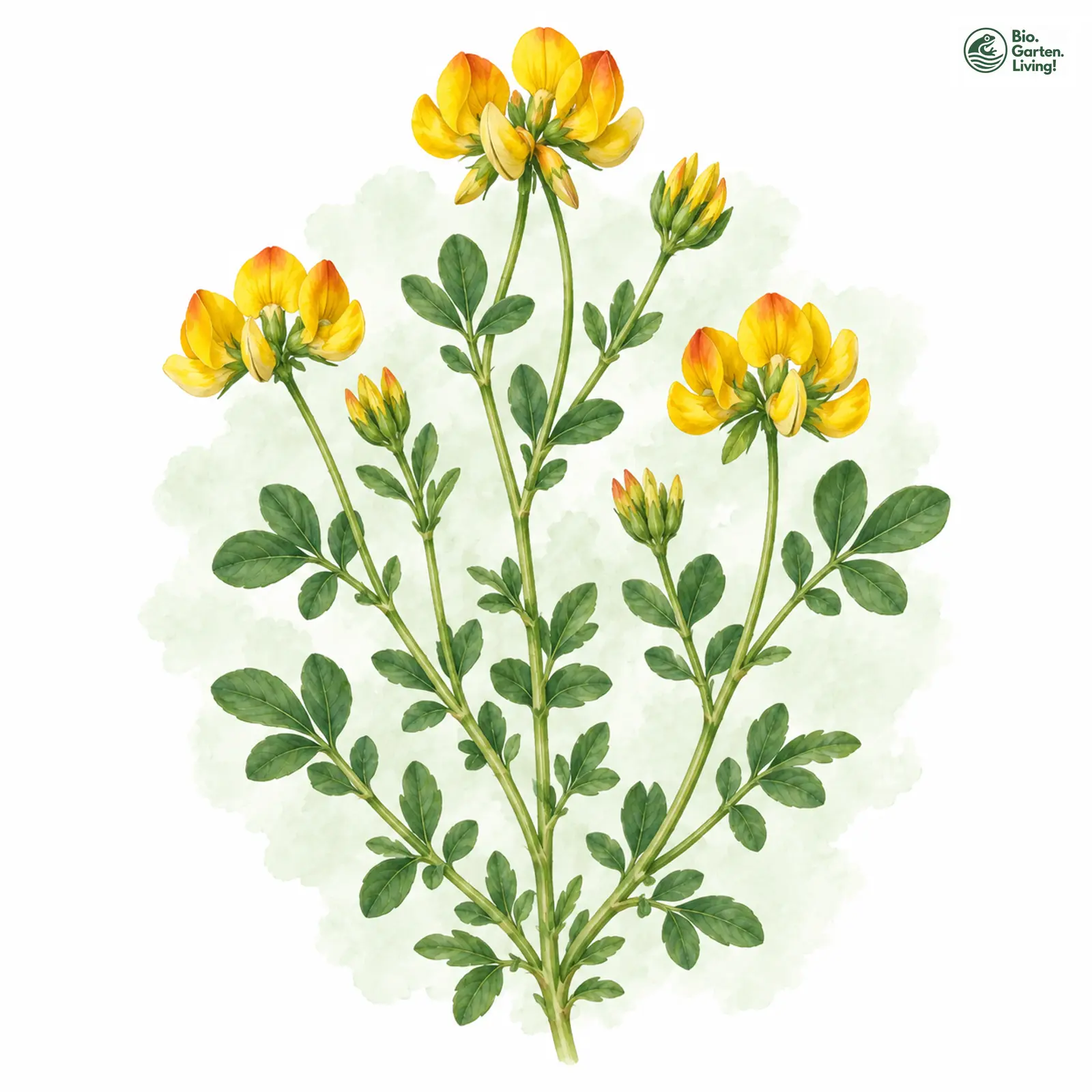 Aquarellzeichnung: Gewöhnlicher Hornklee (Lotus corniculatus)
